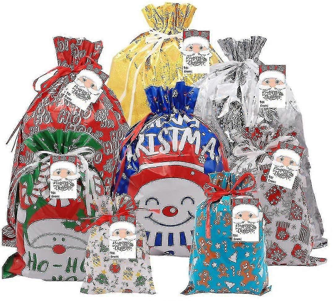 40 قطعة حقائب عيد الميلاد الرباط أكياس هدايا عيد الميلاد المتنوعة 10 تصميمات و 8 أحجام من أكياس هدايا عيد الميلاد