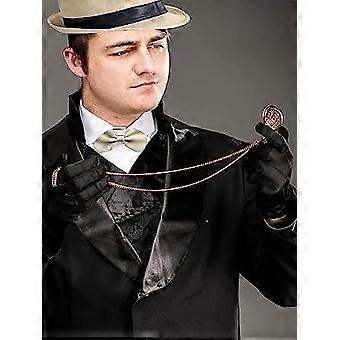 QUXV 7 Pezzi Set Accessori Anni 20 per Uomo, Gatsby Gangster Costume Accessori, con Cappello Panama, Orologio da Tasca, Cinghie, Papillon, Baffi, Occhiali da Vista, per Natale Carnevale Festa