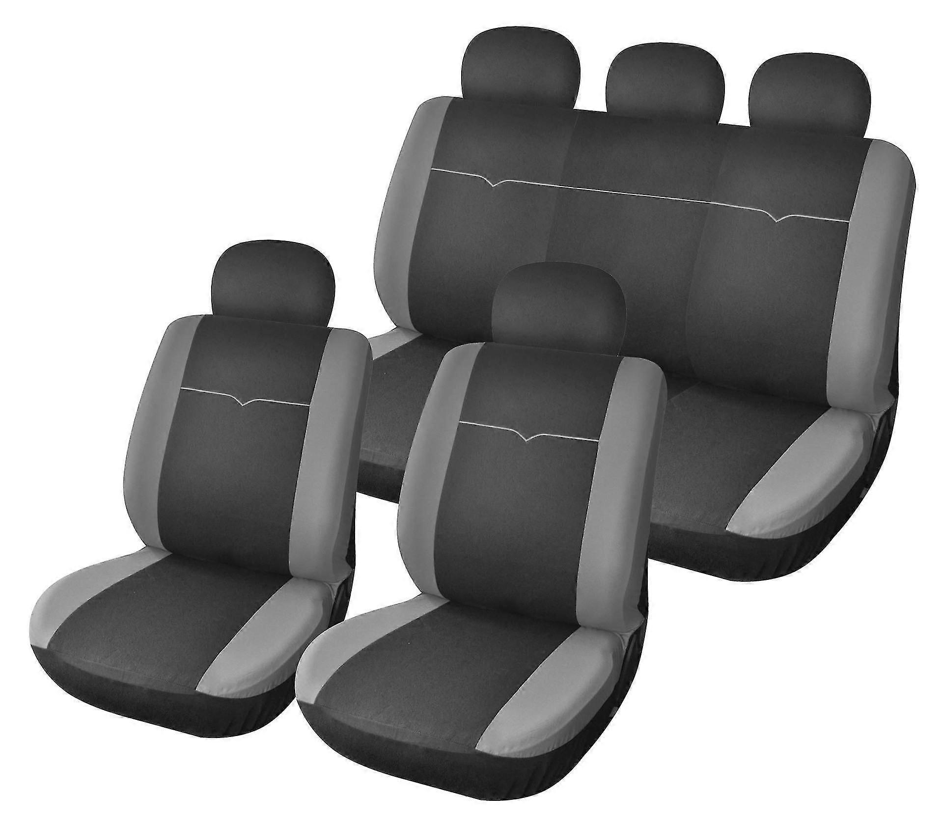 غطاء مقعد السيارة اكسسوارات السيارات غطاء مقعد وسادة فورسيزونز يونيفرسال 9 قطع مجموعة قماش رمادي