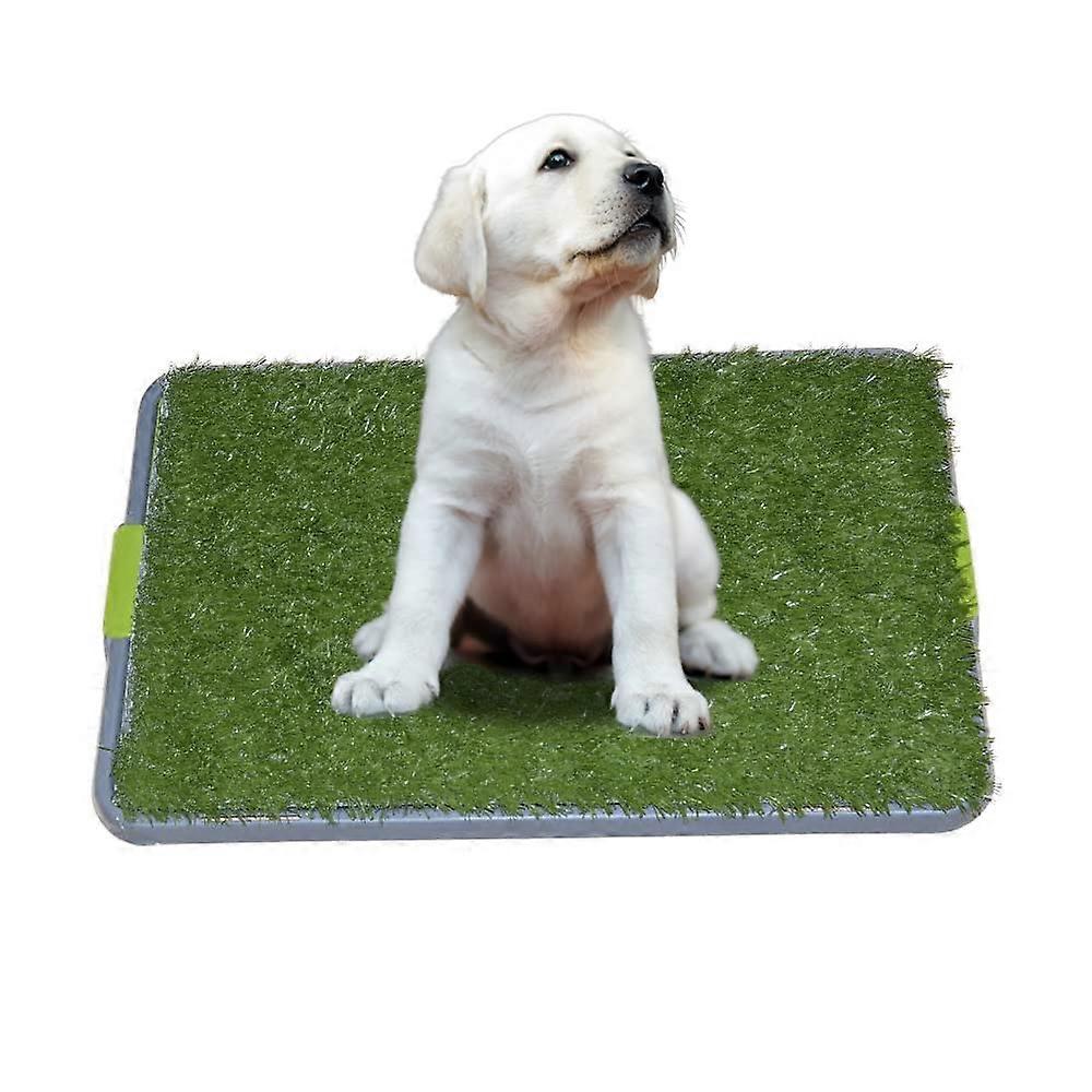 Dog Potty With Artificial Grass - Reusable 3-Layer Synthetic Training Tray for Indoor and Outdoor Use, Medium Size
