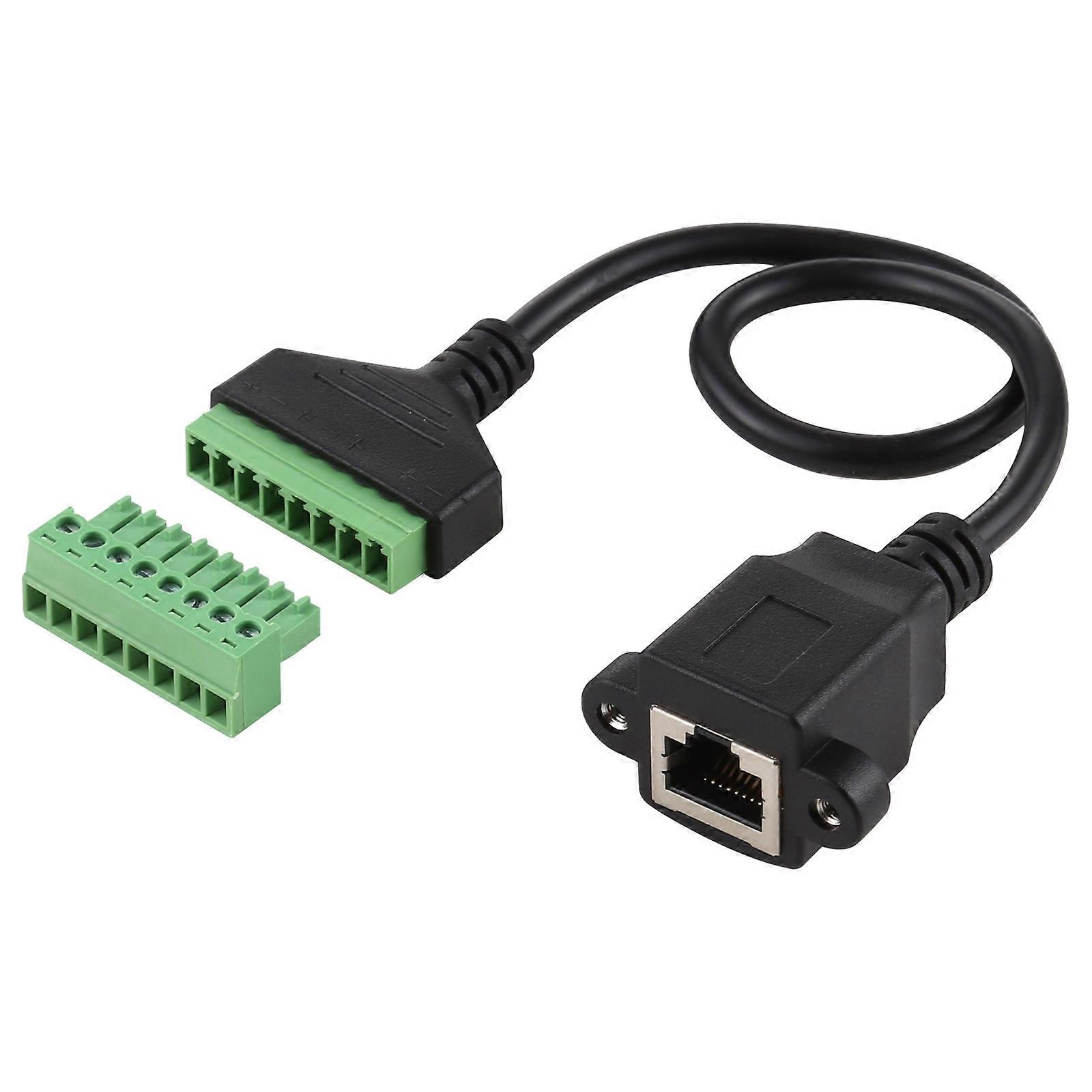 RJ45 Plugue Fêmea para 8 Terminais Conectáveis Conector USB sem Solda Cabo Adaptador de Conexão Sem Solda, Comprimento: 30cm