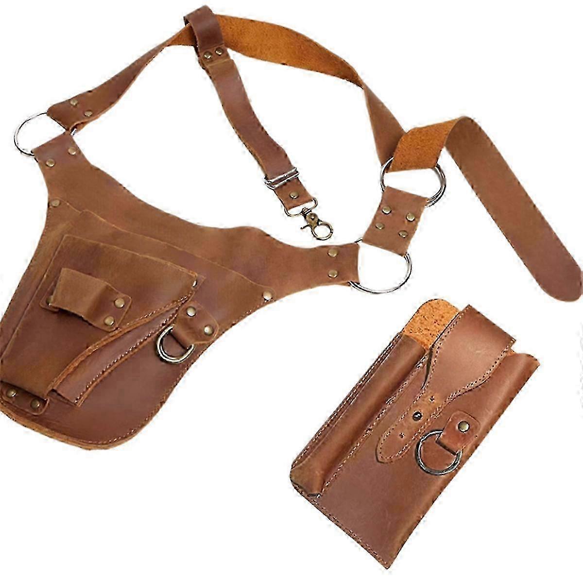 Leather Utility Belt for Gardening Tools with Storage Bag