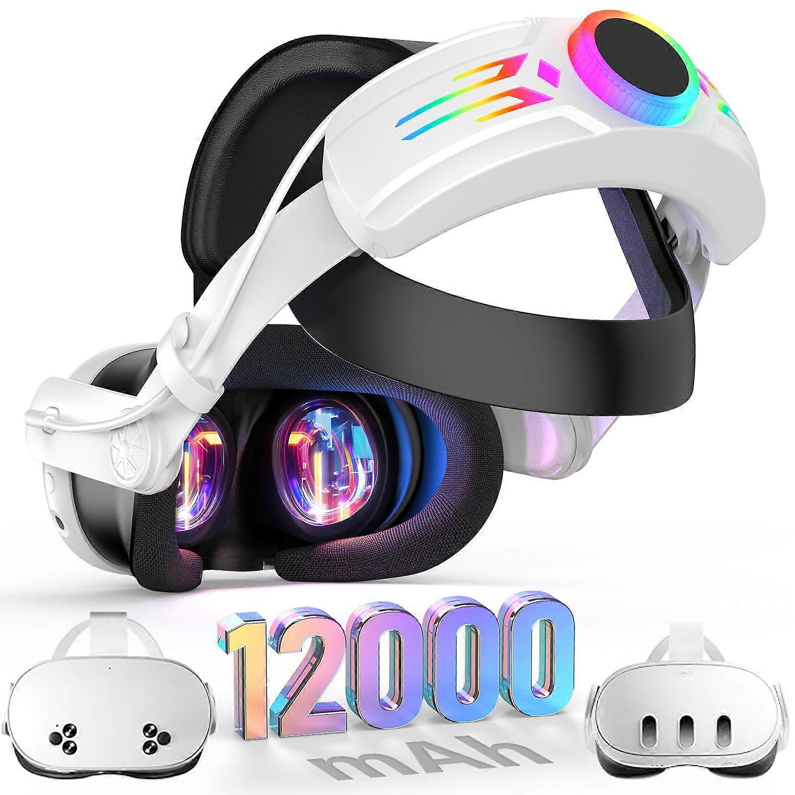 Head Strap with Battery 12000mAh for VR Fast Charging Adjustable Design Enhanced Playtime and Balance