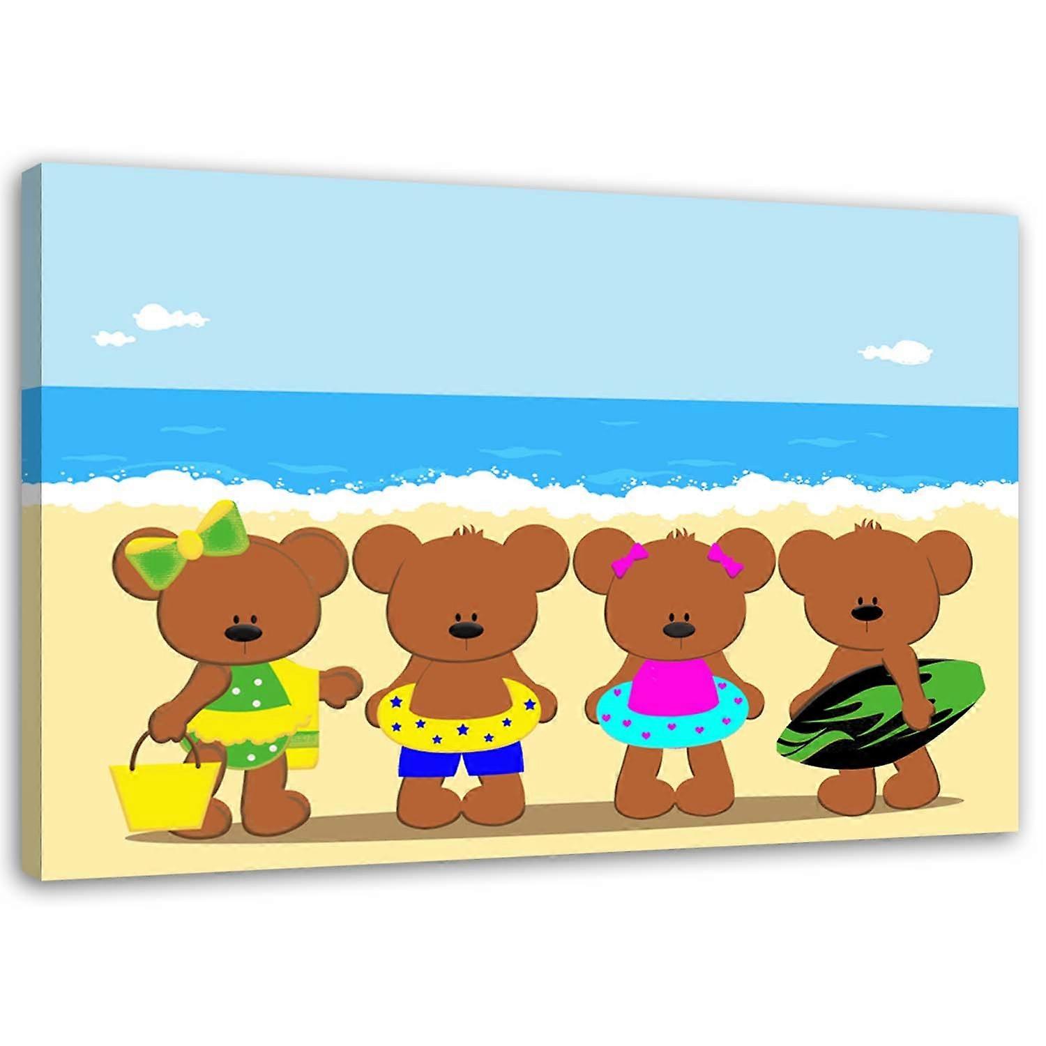Fotobehang, Teddyberen op het strand - 60x40