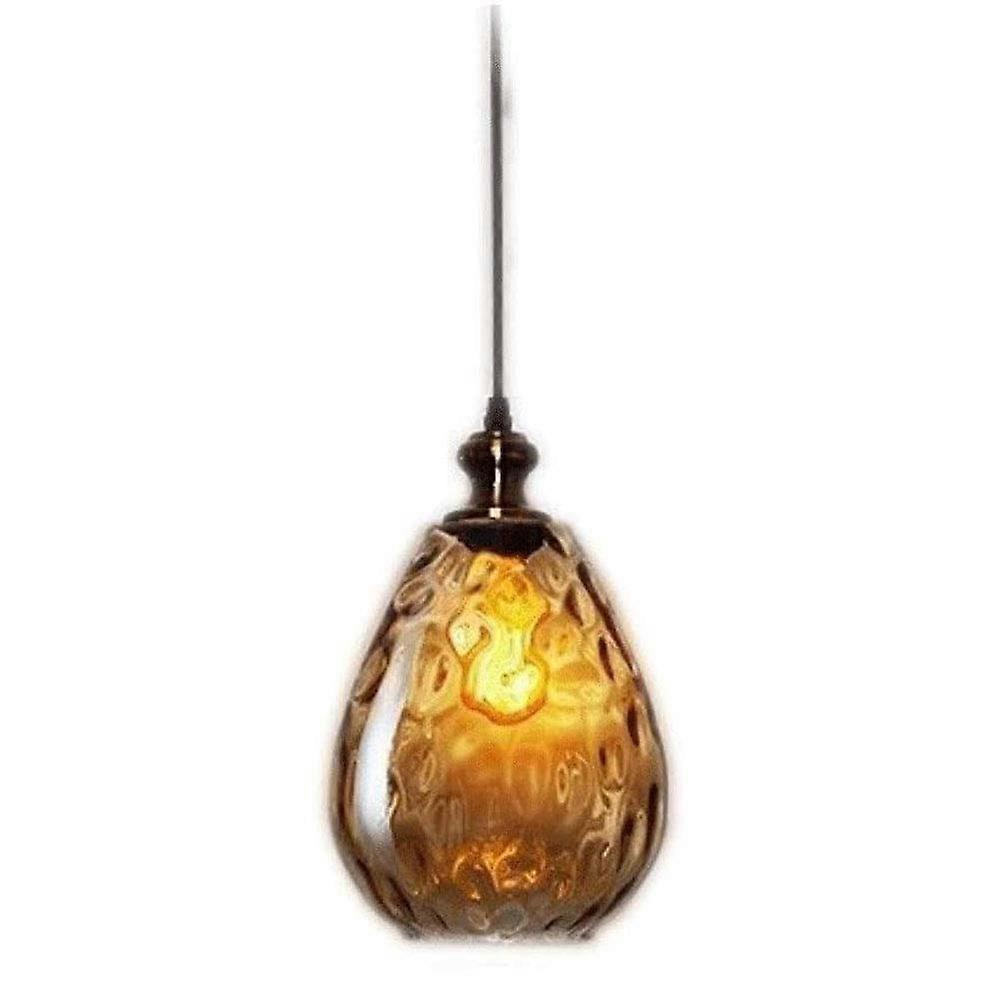LED Modern Chandelier Lamp - Small Retro Industrial Glass Pendant Light with E27 Socket, Single Head Decorative Lighting