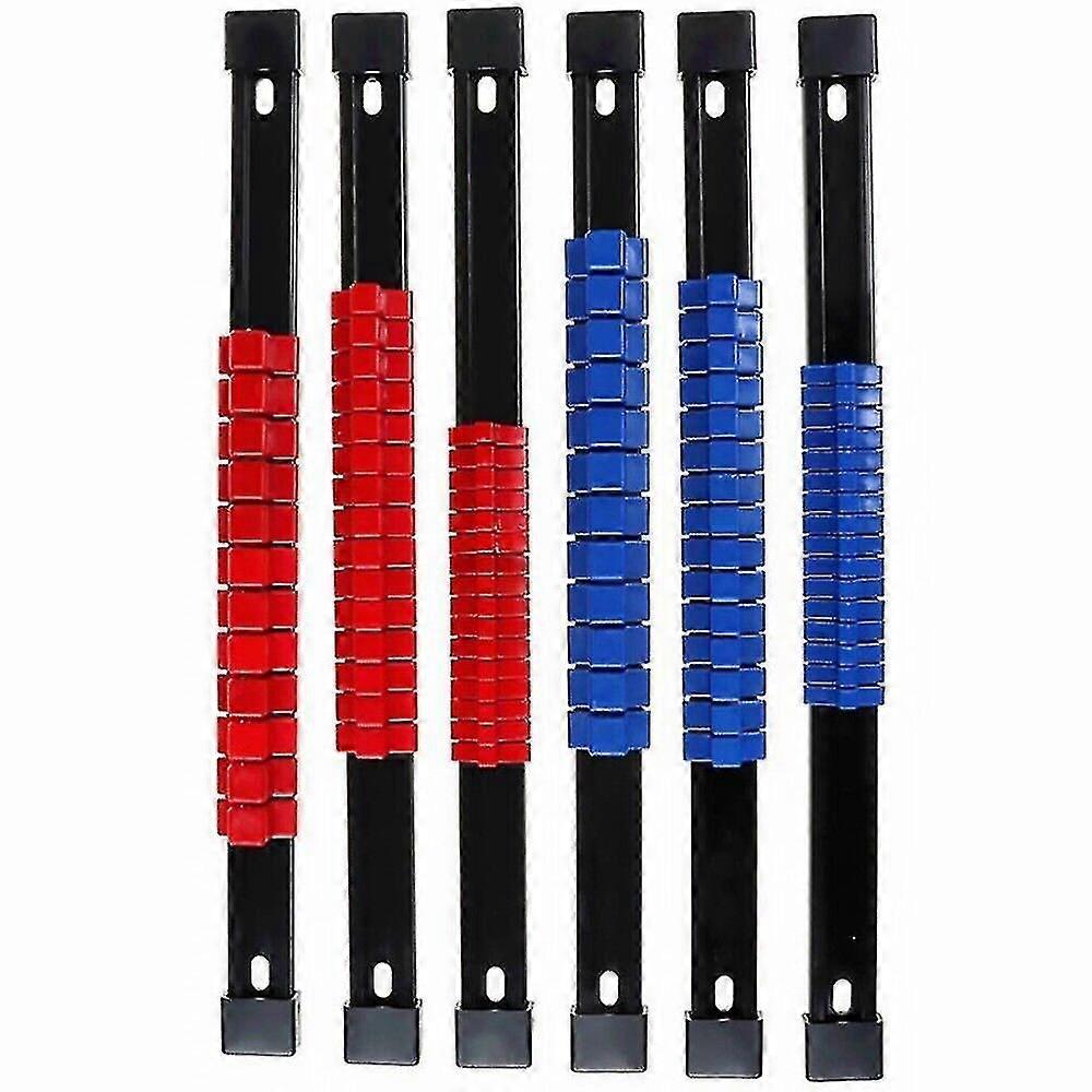 Drive Socket Clip Rail Drive Socket Rails Portable Socket Organizer.(red+blue)(6pcs)