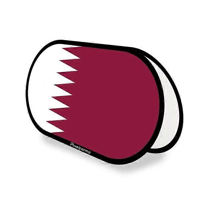 Oval Flag - Qatar - 70 x 120 cm - Polyester - Double-sided Print - Foldable Retractable