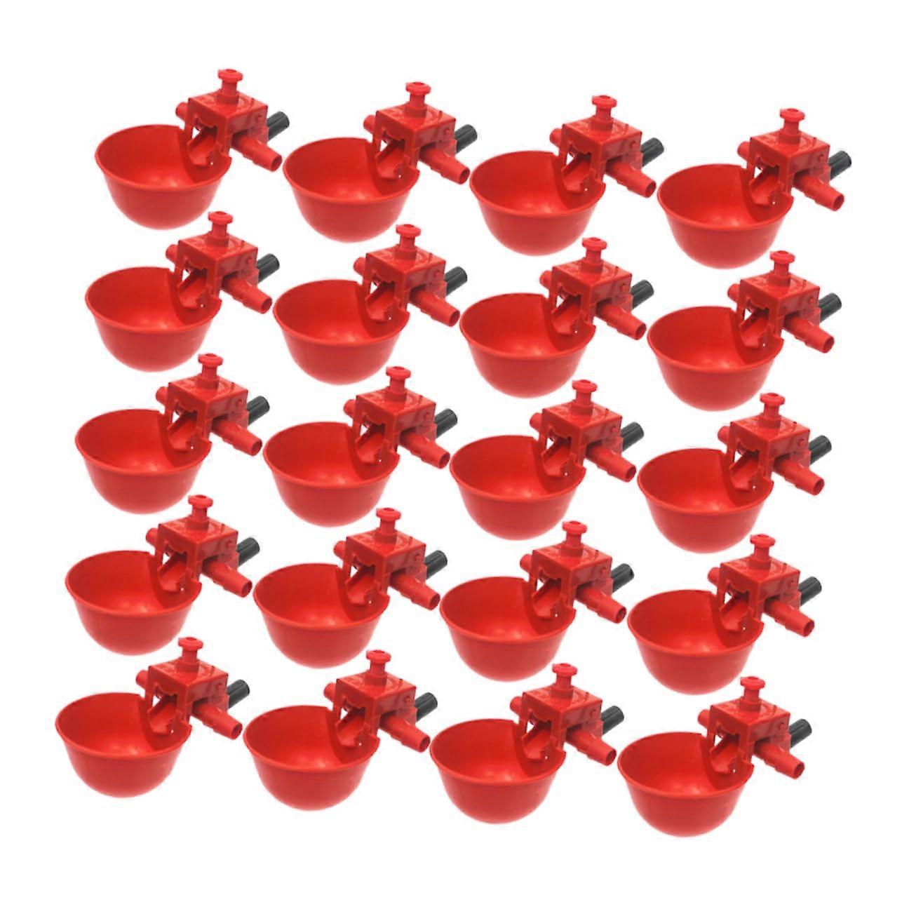 Automatic Poultry Waterer 20-Piece Pack With Adjustable Water Flow For Chickens, Quails And Birds Durable Red