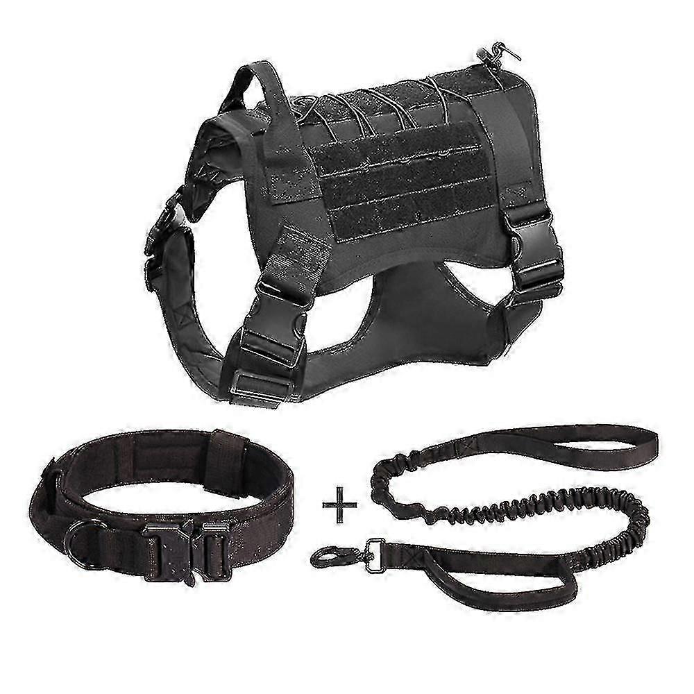 Military Dog Vest Collar Leash With Pouch For Training Hiking