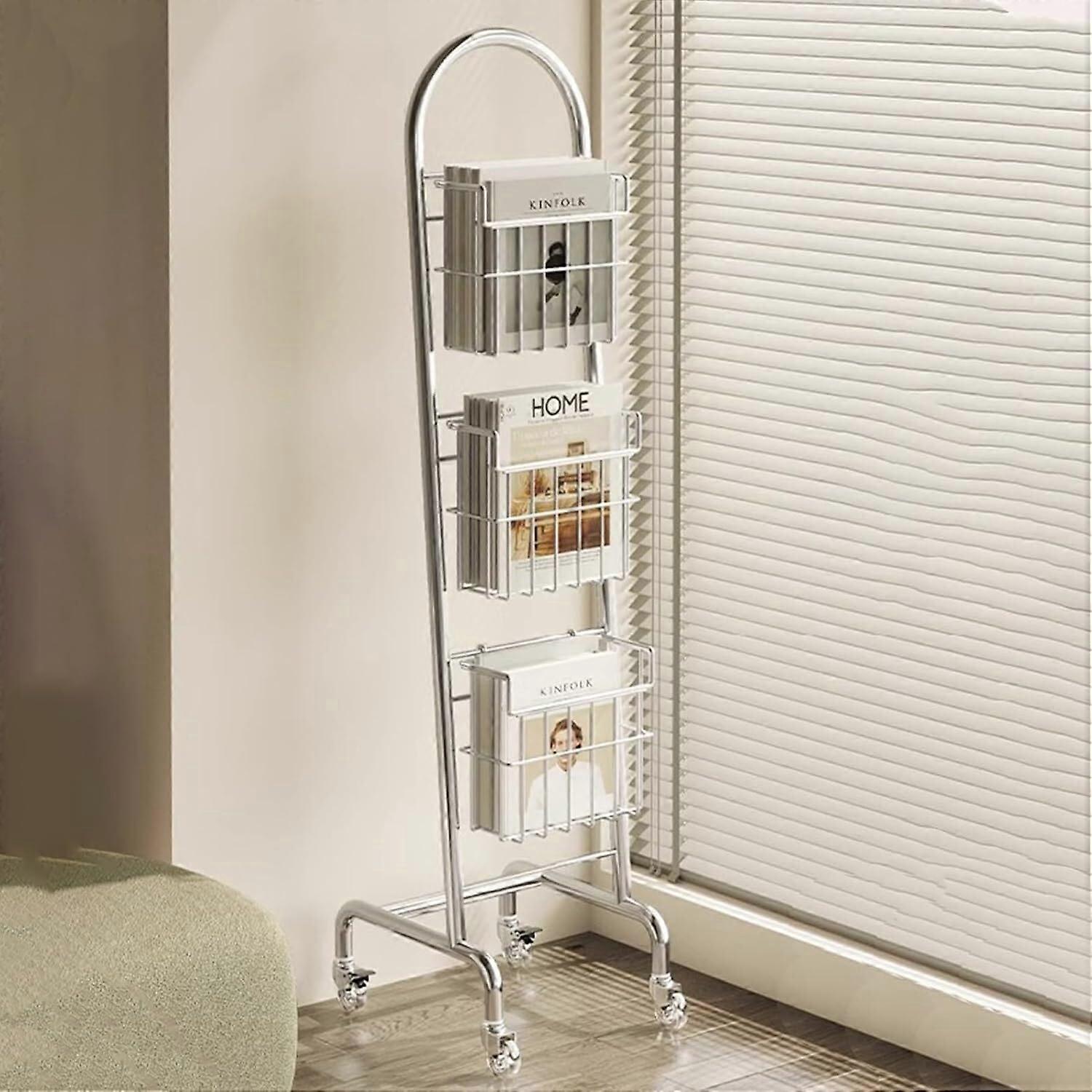 Floor Standing Magazine Rack Multi Tier Bookcase Storage Cabinet for Work Corner spaper Catalog Display Organizer