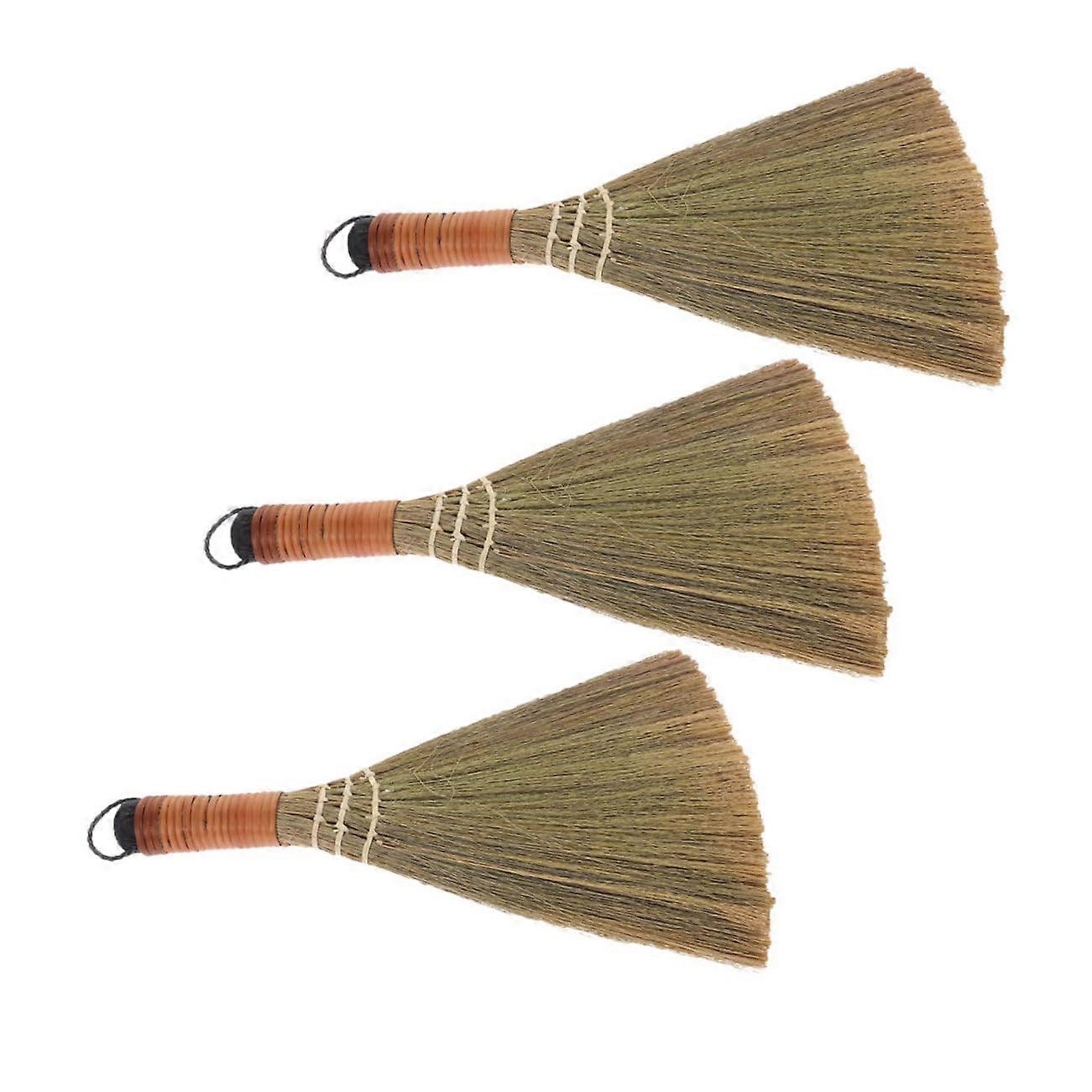 Small Broom for Wooden Floors, Ideal for Cleaning Homes and Indoors, with Handle and Design, Suitable for Desks, Pack of 3
