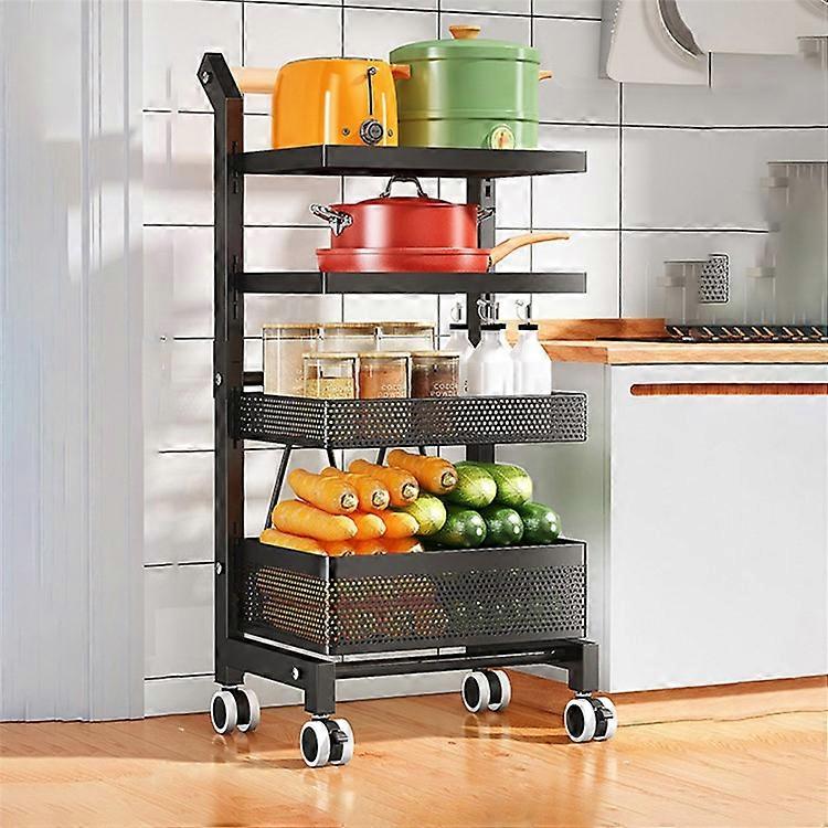006-ZWJ-6866-4 Snap-Lock 4-Tiers Storage Trolley with Wheels, Removable Storage Rack Home Storage Organizer