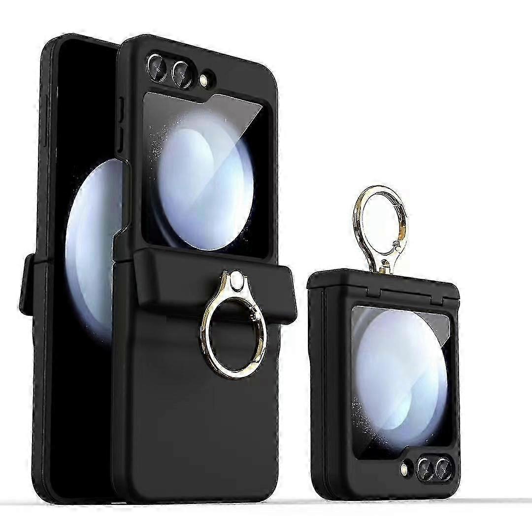 جراب Galaxy Z Flip 5 مع واقي شاشة ومسند دائري وحماية مفصلة - غطاء صلب شديد التحمل