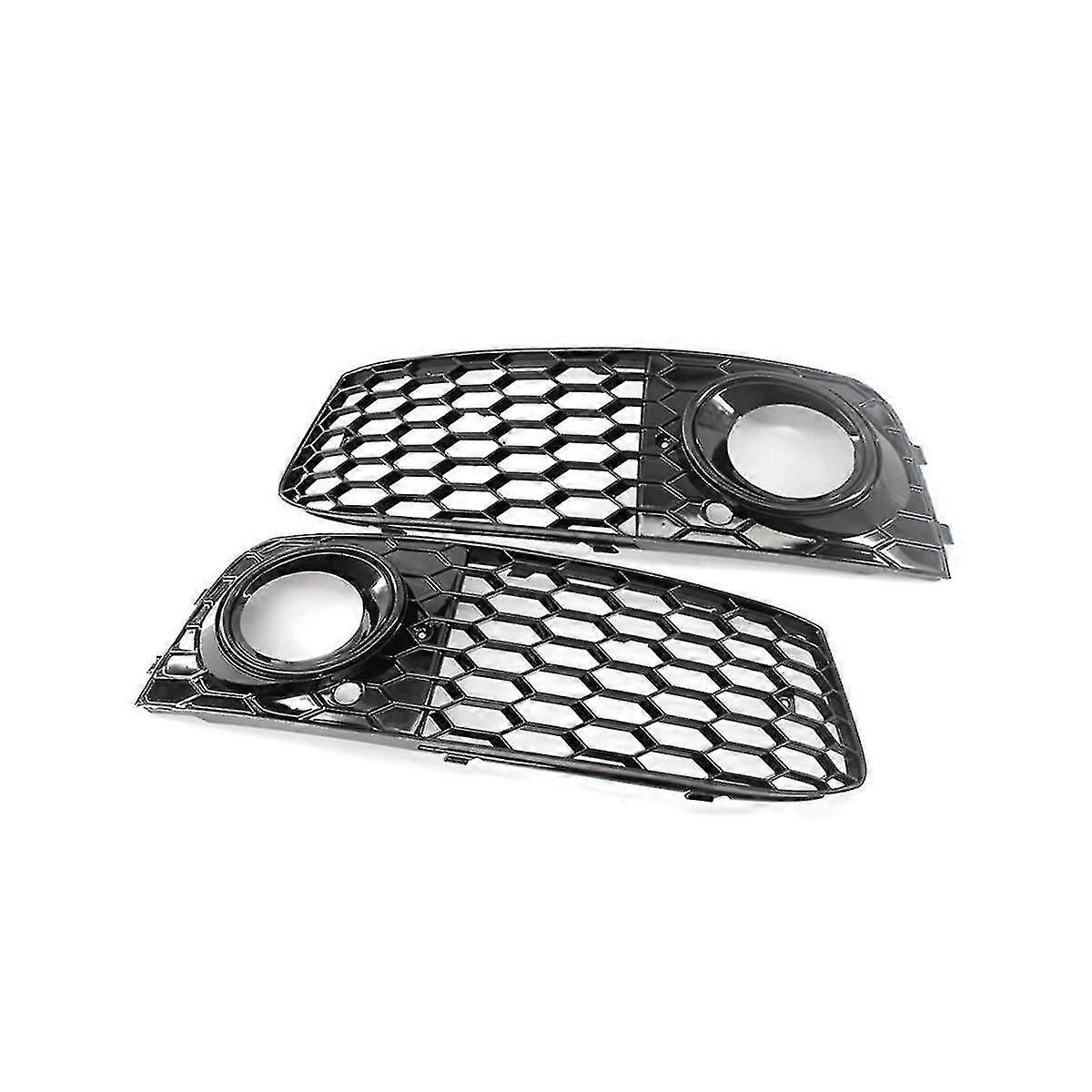 Mesh Fog Light Grille Frame for A4 B8 RS4 2009-2012 Glossy Black 8KD807682 8KD807681