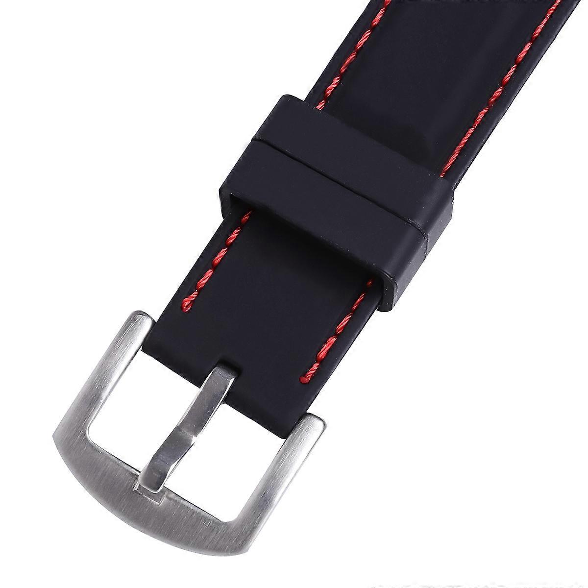 Durable Silicone Watch Strap with Red String, Comfortable Replacement Band for Fitness, Swimming, and Diving, Odorless Design with Clasp