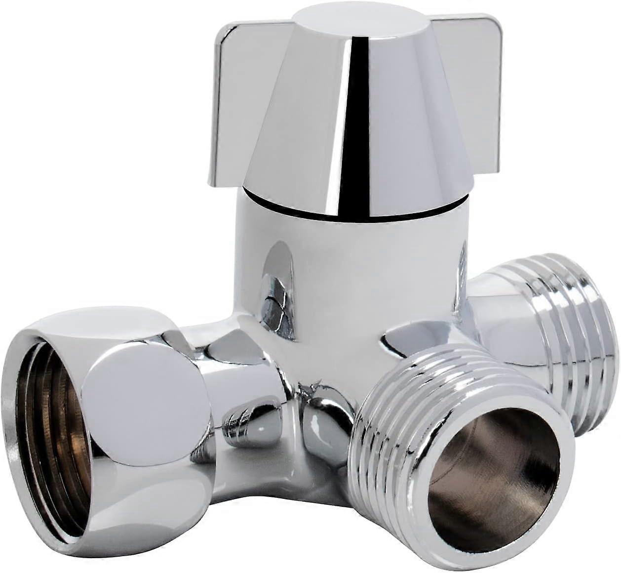 Diverter valve - diverter - 3-way - G1/2" - Brass - Chrome - for connecting hand shower and fixed spray head - shower head adapter - bathroom compone