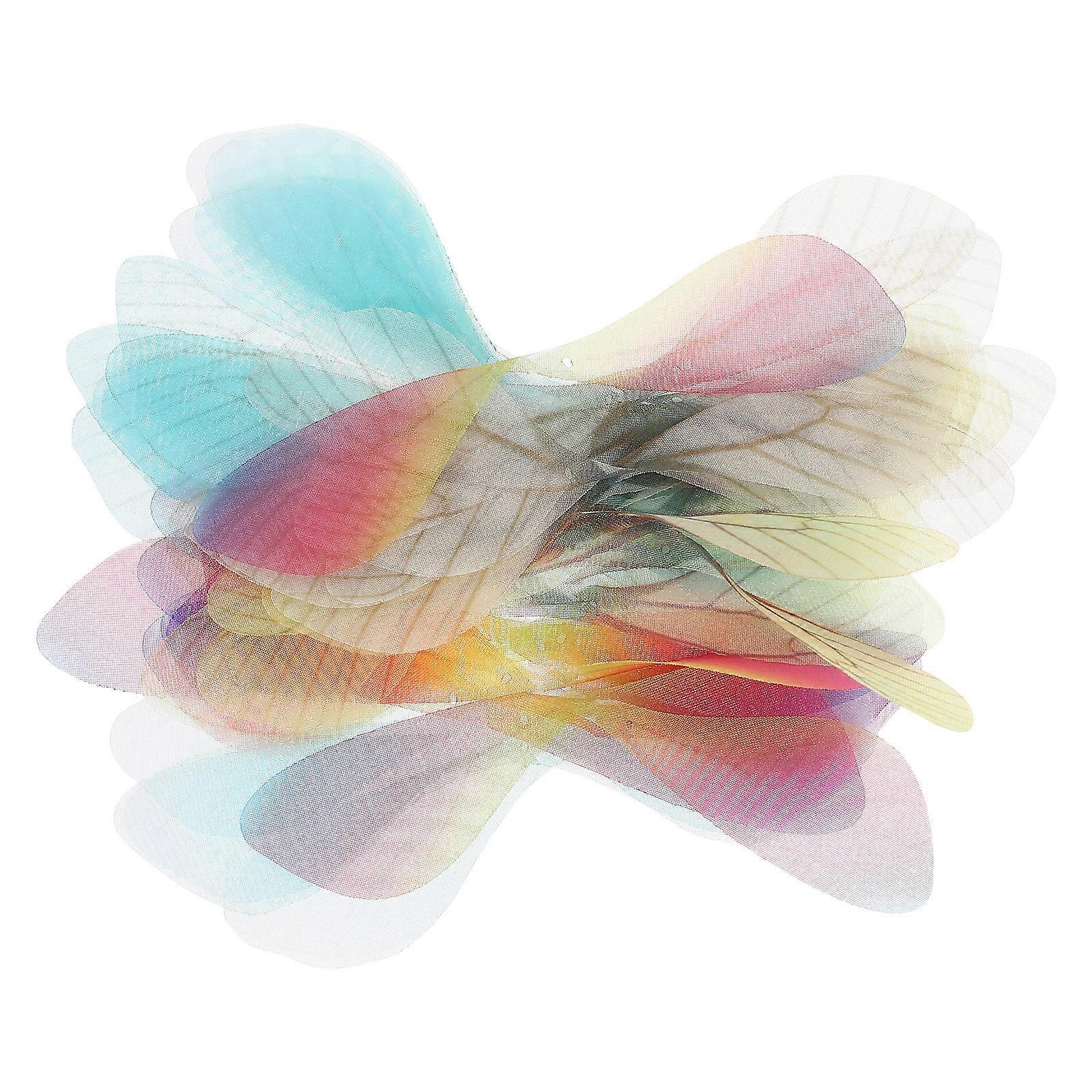 50pcs Mixed Color Handmade Dragonfly Wing Decors for Crafting Earring Supplies, DIY Jewelry Making, Unique Wing Shape Design for Gifting and