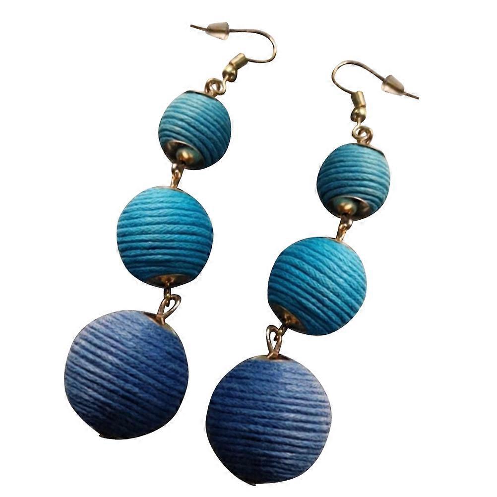 Bohemia Earring Triple Thread Lantern Ball Dangle For Beach Gathering 1Pair