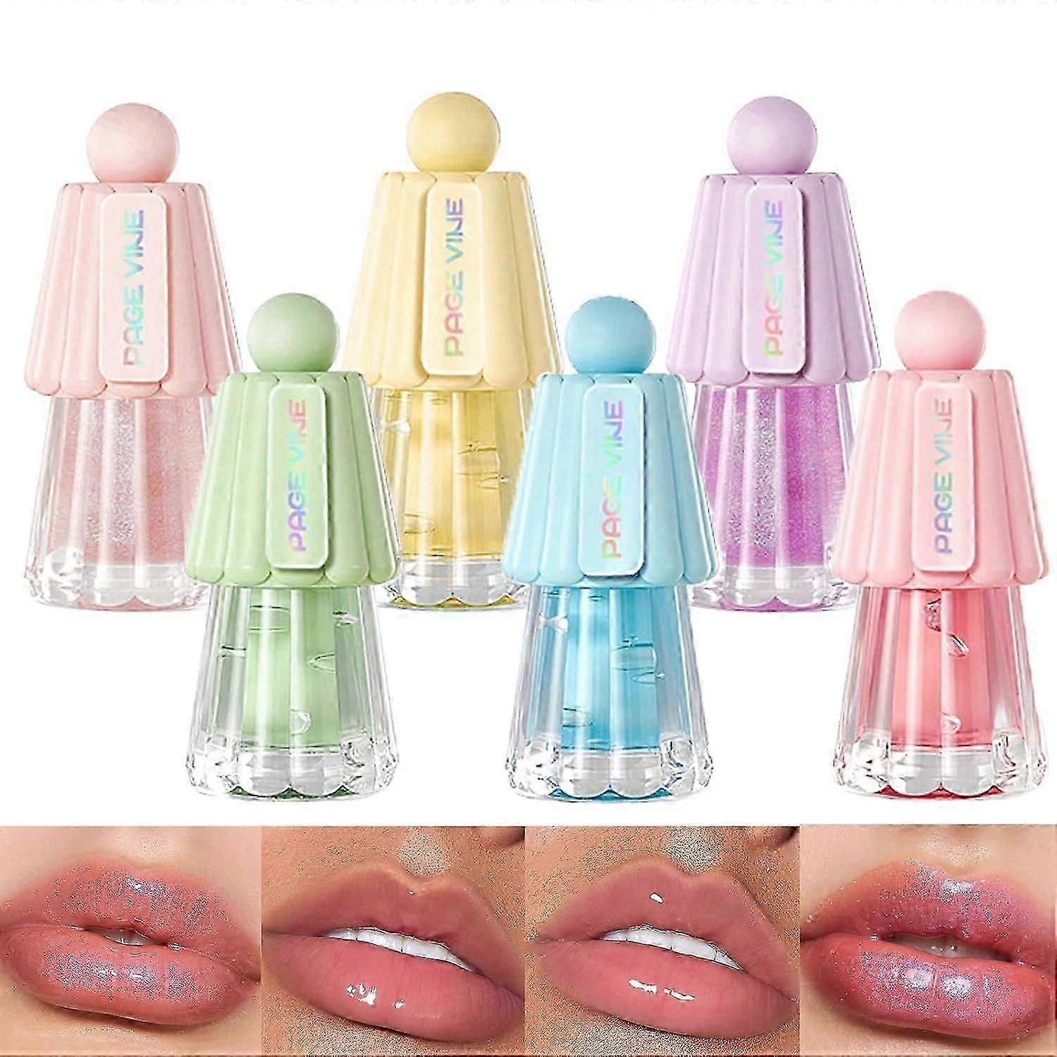 3 Colors Shimmer Lip Gloss Set Hydrating Lip Glow Oil Cute Lip Gloss Hydrating Tinted Lip Transparent Balm Set Long Lasting Moisturizing Jelly Glossy