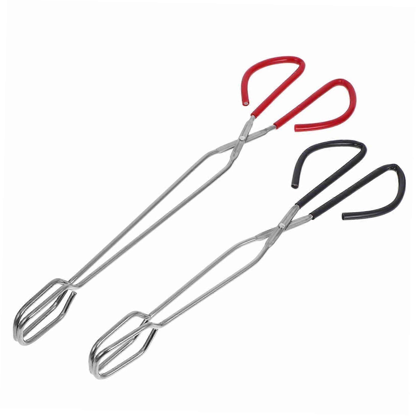 2-Piece Grill Fire Tongs with Long Handle Ergonomic Design for Camping and Garden Use Non-Slip Grip Versatile Cooking Tools