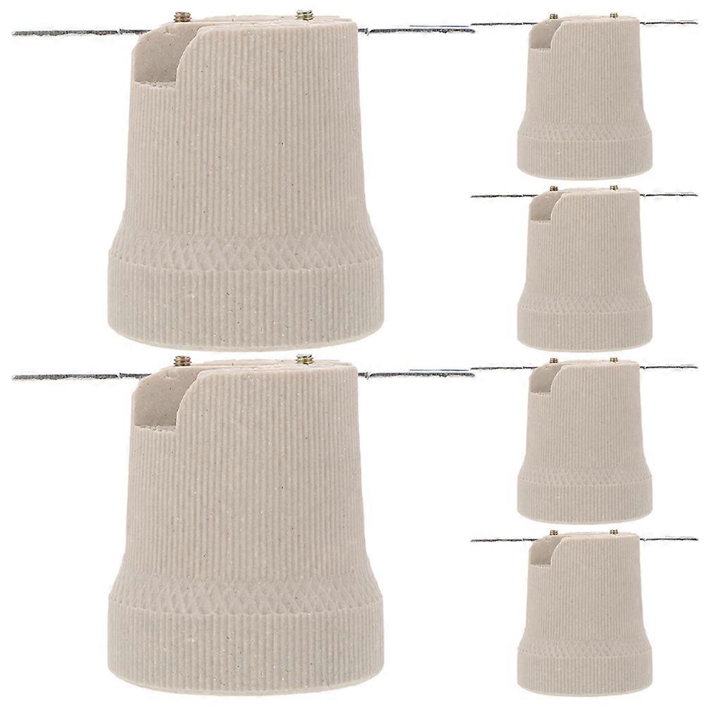 6pcs Ceramic Lamp Holders, Threaded Light Bulb Sockets, Heat Resistant, for DIY Pendant Lights, Compatible with LED Halogen Bulbs, Home Office Use
