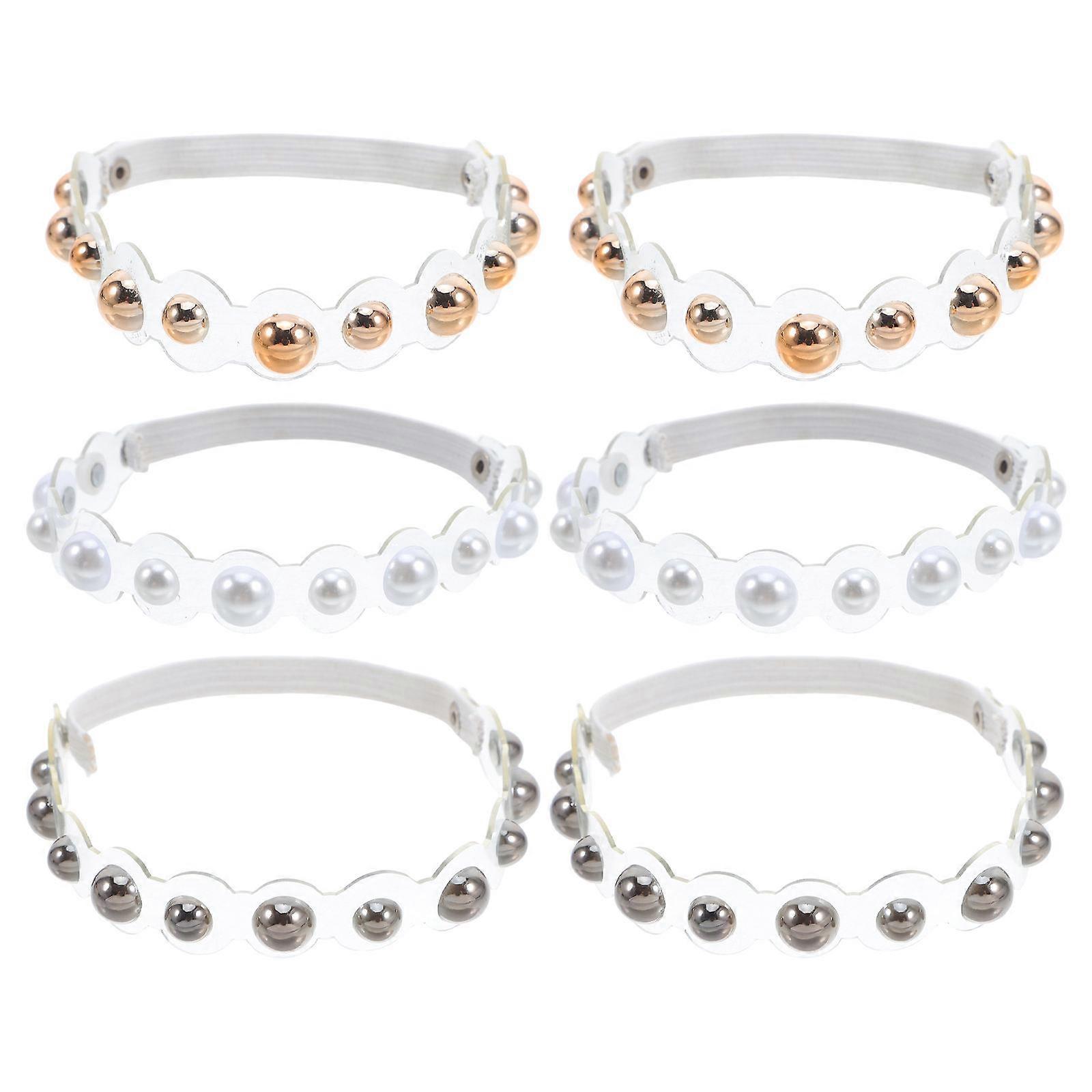 Elastic Heel Bands for Women – 3 Pairs, Pearl Shoe Straps for High Heels, Invisible Slip Proof Replacement for Daily Use & Decoration