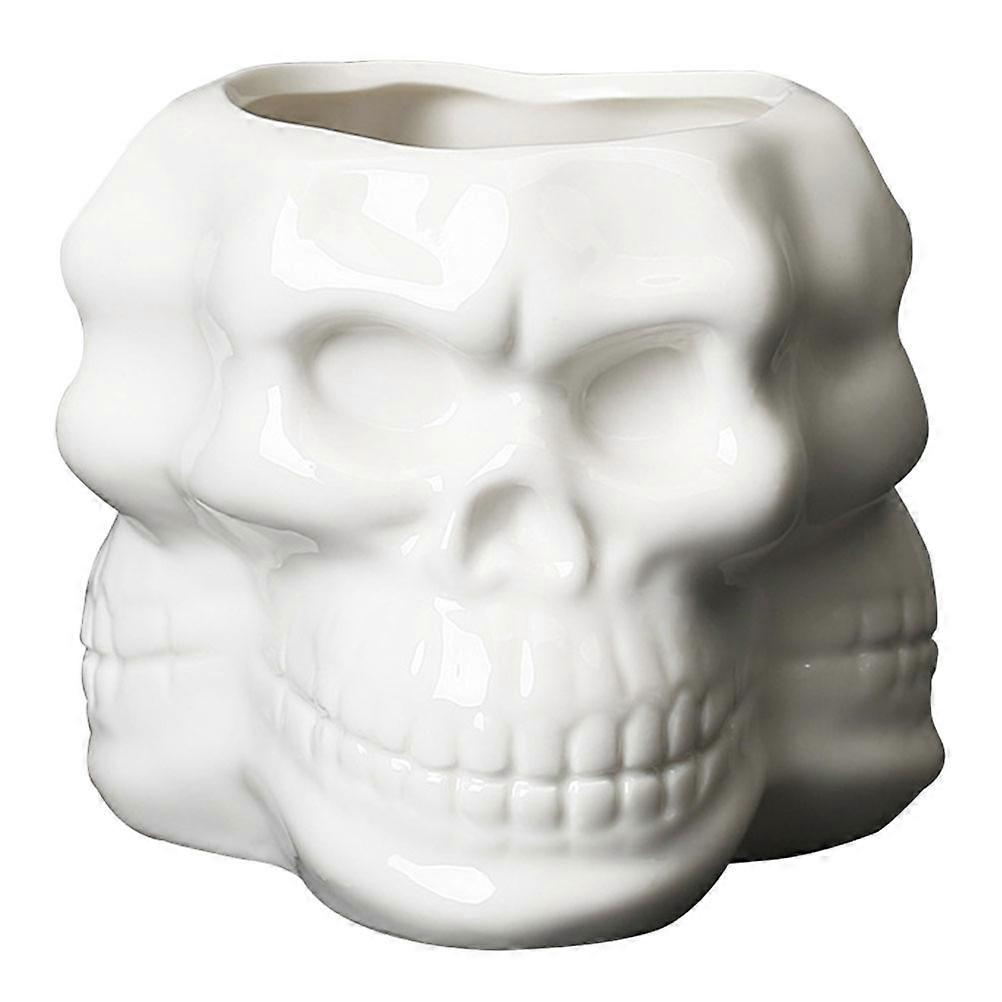 Ceramic Skull Succulent Pot White Porcelain Bonsai Container Desktop Garden Decoration Cute Multi Skull Design Housewarming Gift