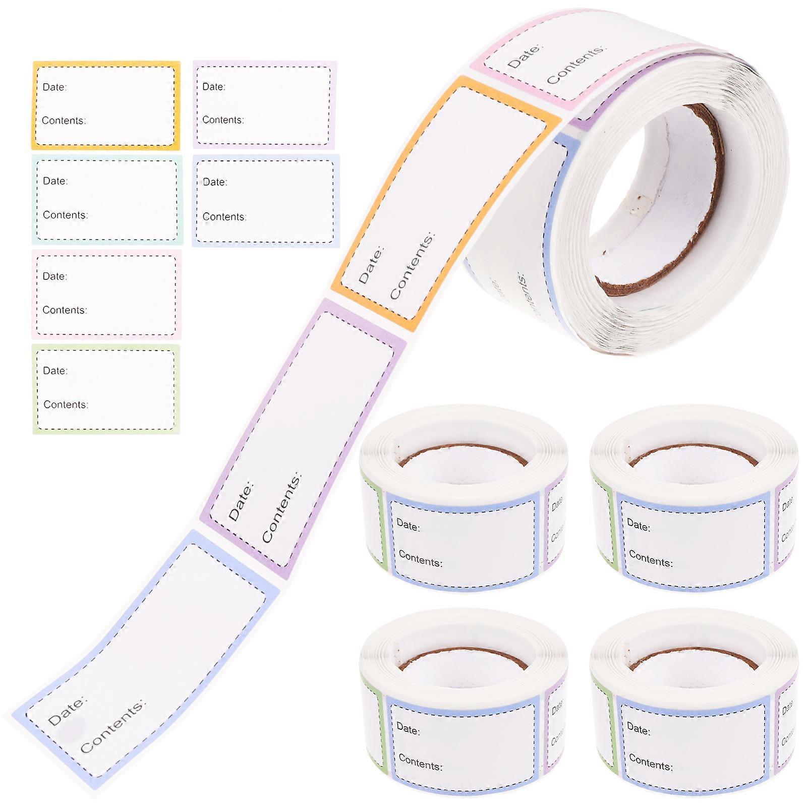 5 Rolls Portable Date Labels, Convenient Stickers for Food, Office, and Kitchen Organization, Easy to Write, Strong Adhesive for Bottles, Bags, and