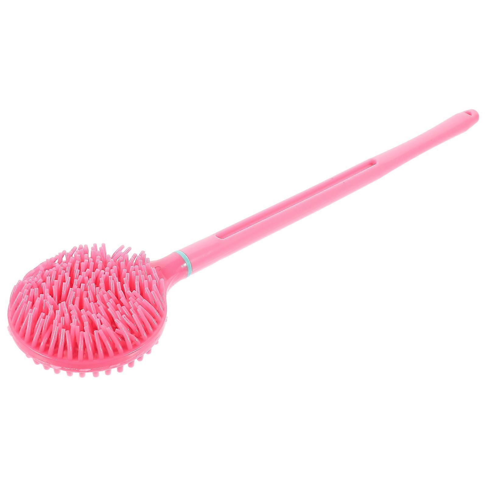 Dual Use Bathing Brush Long Handle Shower Tool Pink 35x8.3cm Detachable Massage 1 Set