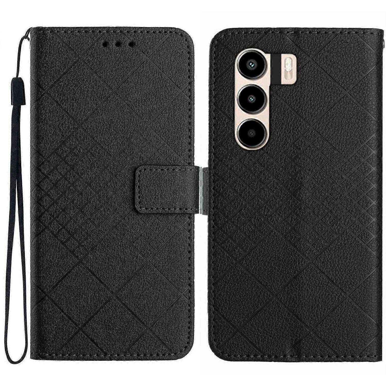 Rhombic Grid PU Case For itel Power 70