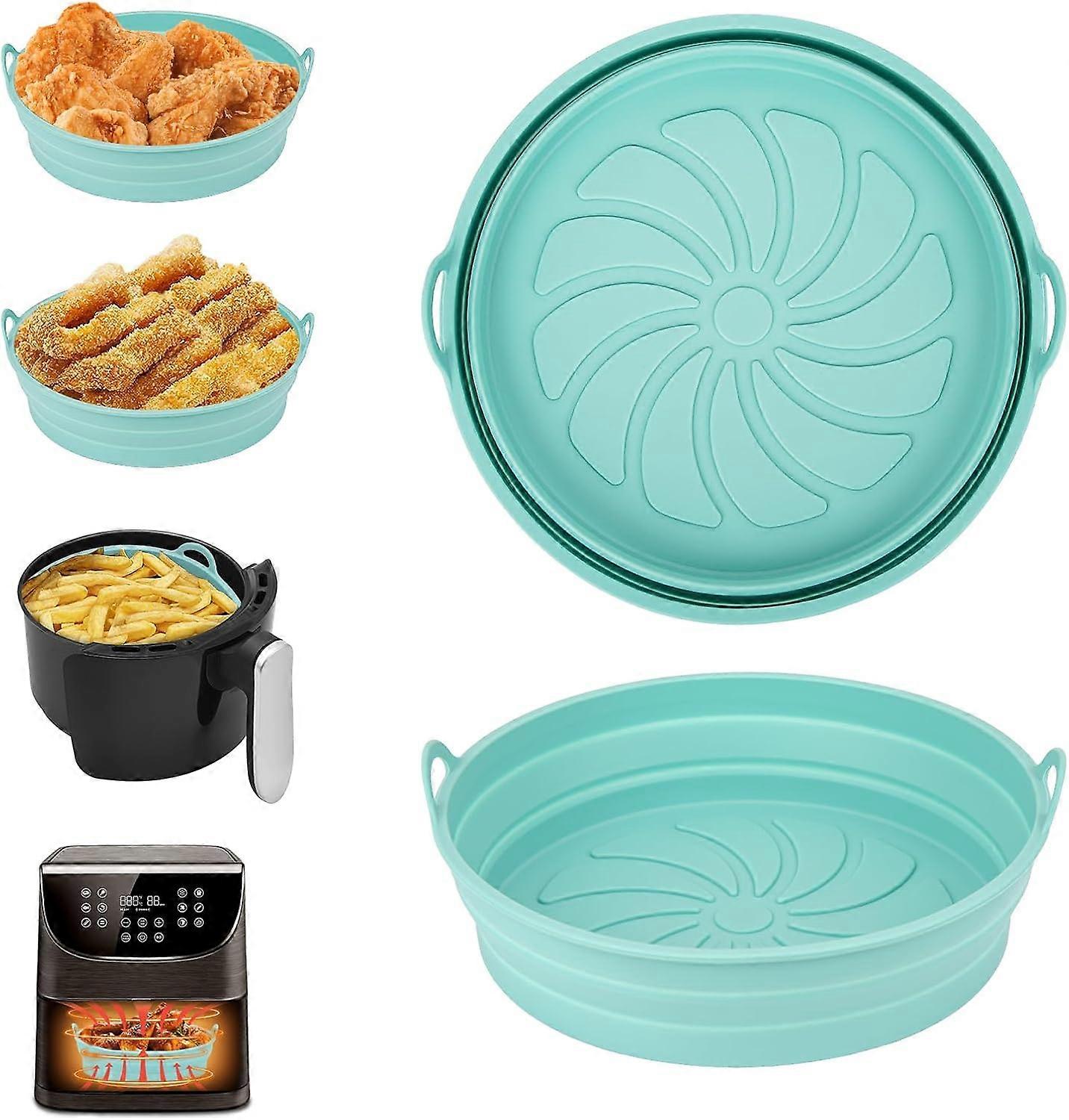 Air Fryer Silicone Liner, Reusable, 2-Pack (Green)