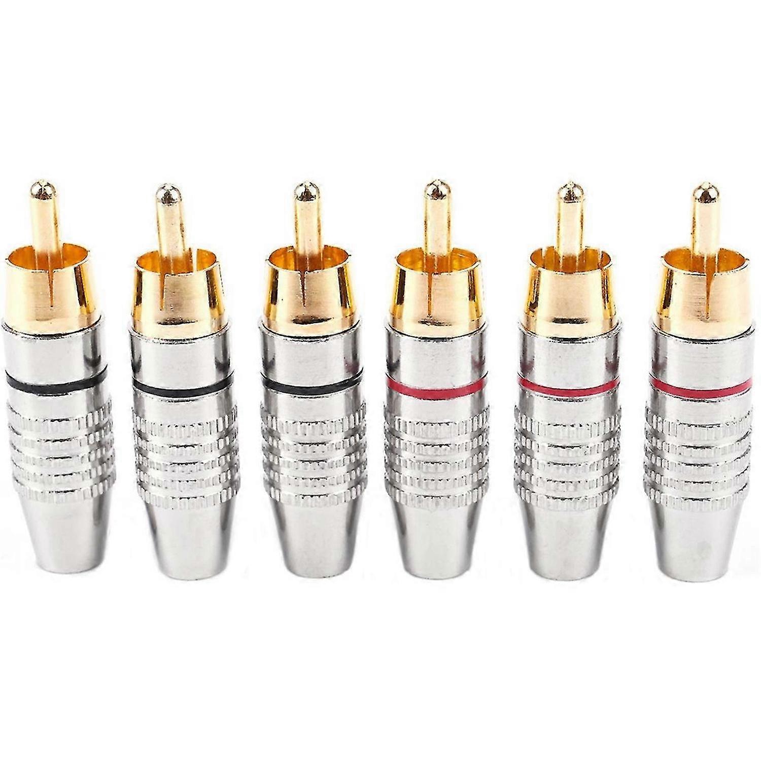 Adapter wtyku męskiego RCA, pozłacane złącze lutowane Audio Phono, Hi End - 6-pak, srebrny
