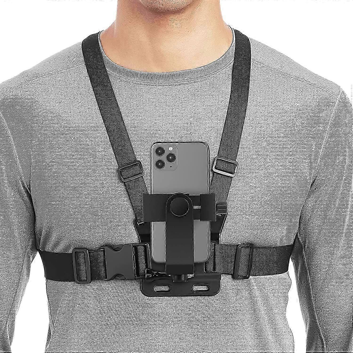 Mobile Phone Chest Strap Mount GoPro Chest Harness Holder for VLOG/POV, iPhone,Samsung,Camera adjustment 5-10cm