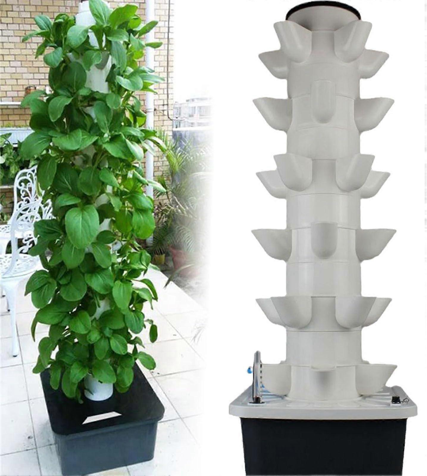 Hydroponics Tower Garden Kit for Indoor Herbs, Fruits, and Vegetables with Moisture Pump, Timer, and 30 Holes