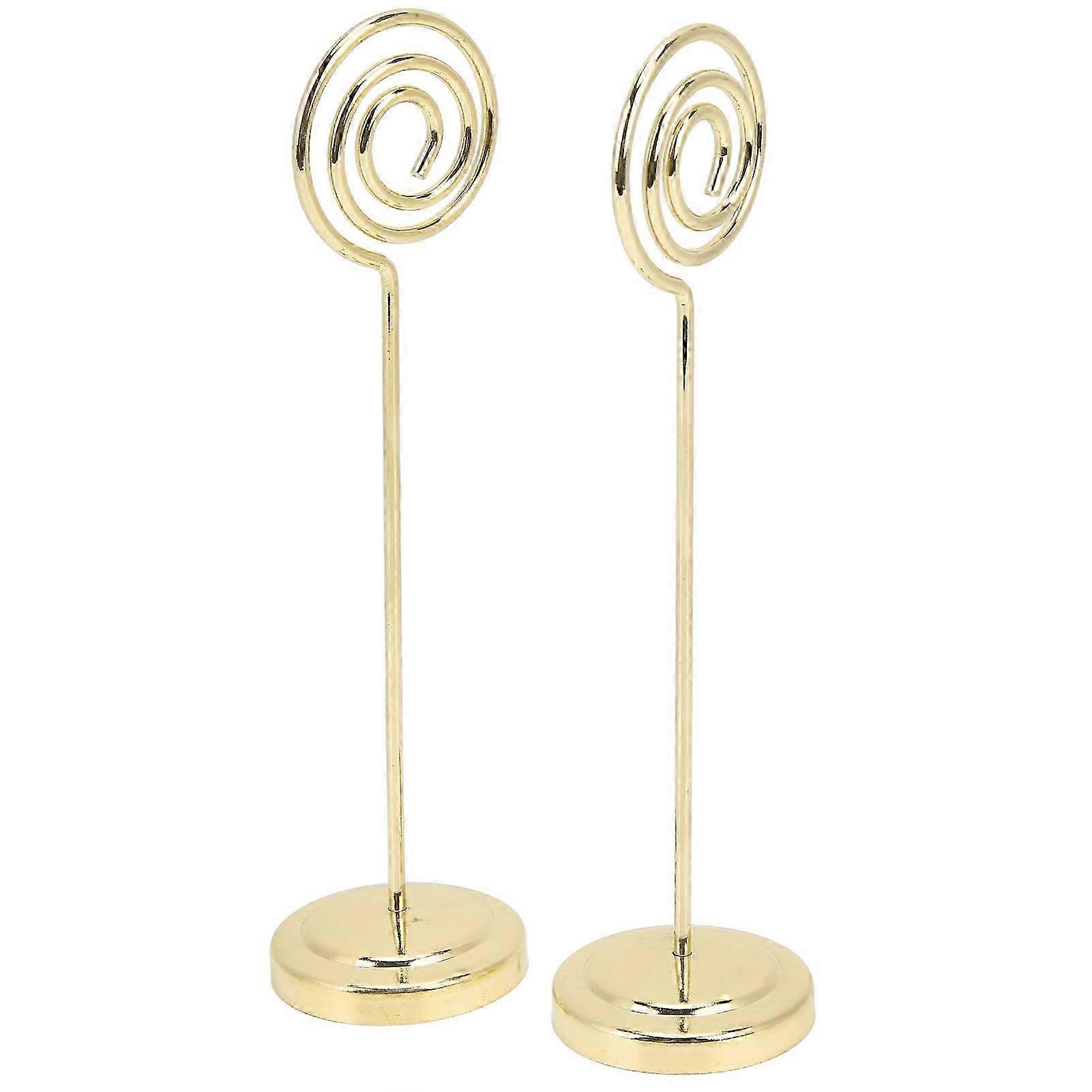 2Pcs Round Metal Table Number Holder with Steady Semicircle Design and Electroplating Technology in Gold