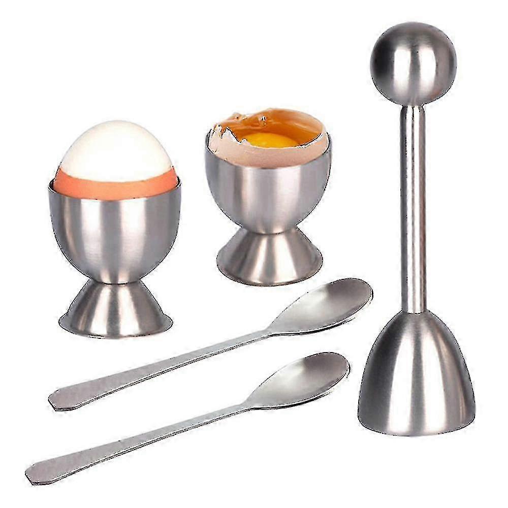 Stainless Steel Egg Cracker and Cutter Set for Soft Boiled Eggs