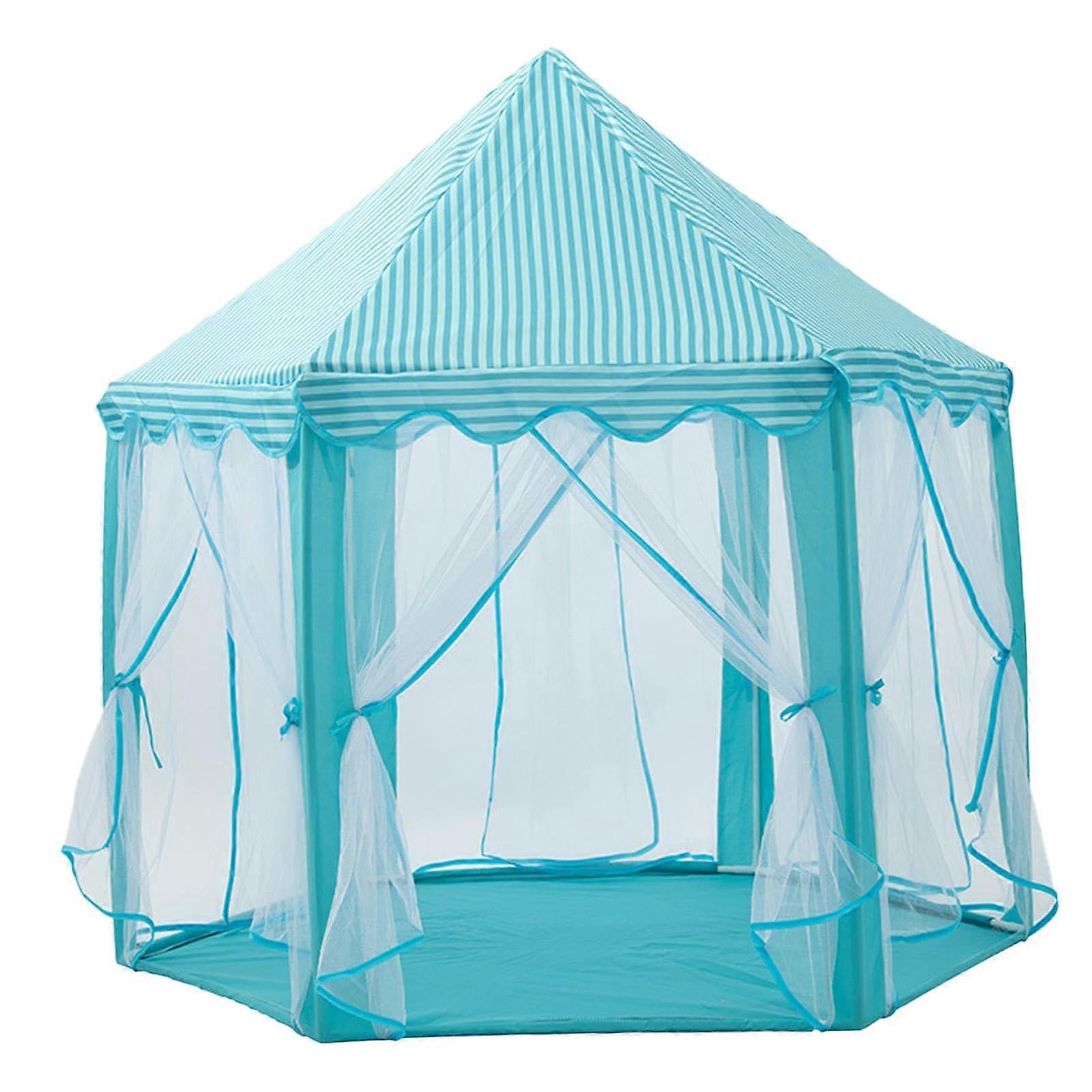 Princess Castle Play Tent, Foldable Tent Toy for Girls, Portable Hexagonal Playhouse, Kids, Blue