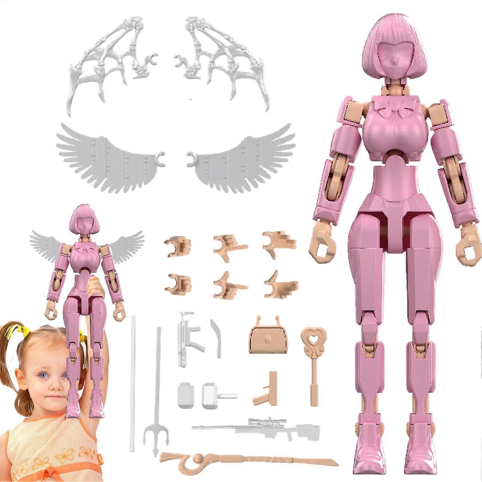 Action Figure Building Blocks Movable Action Figure Model Kit Pink Creative Set for Girls Kids