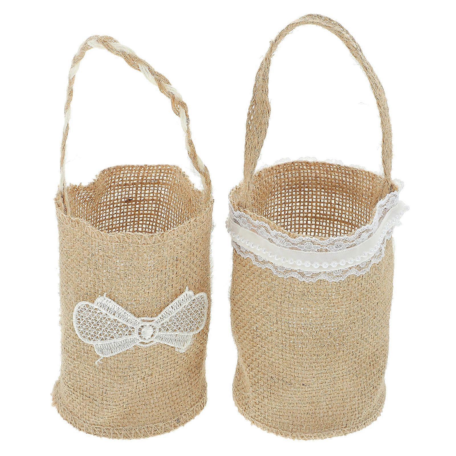 Elegant Wedding Decorated Basket Satin Material Confetti Card Holder 2Pcs