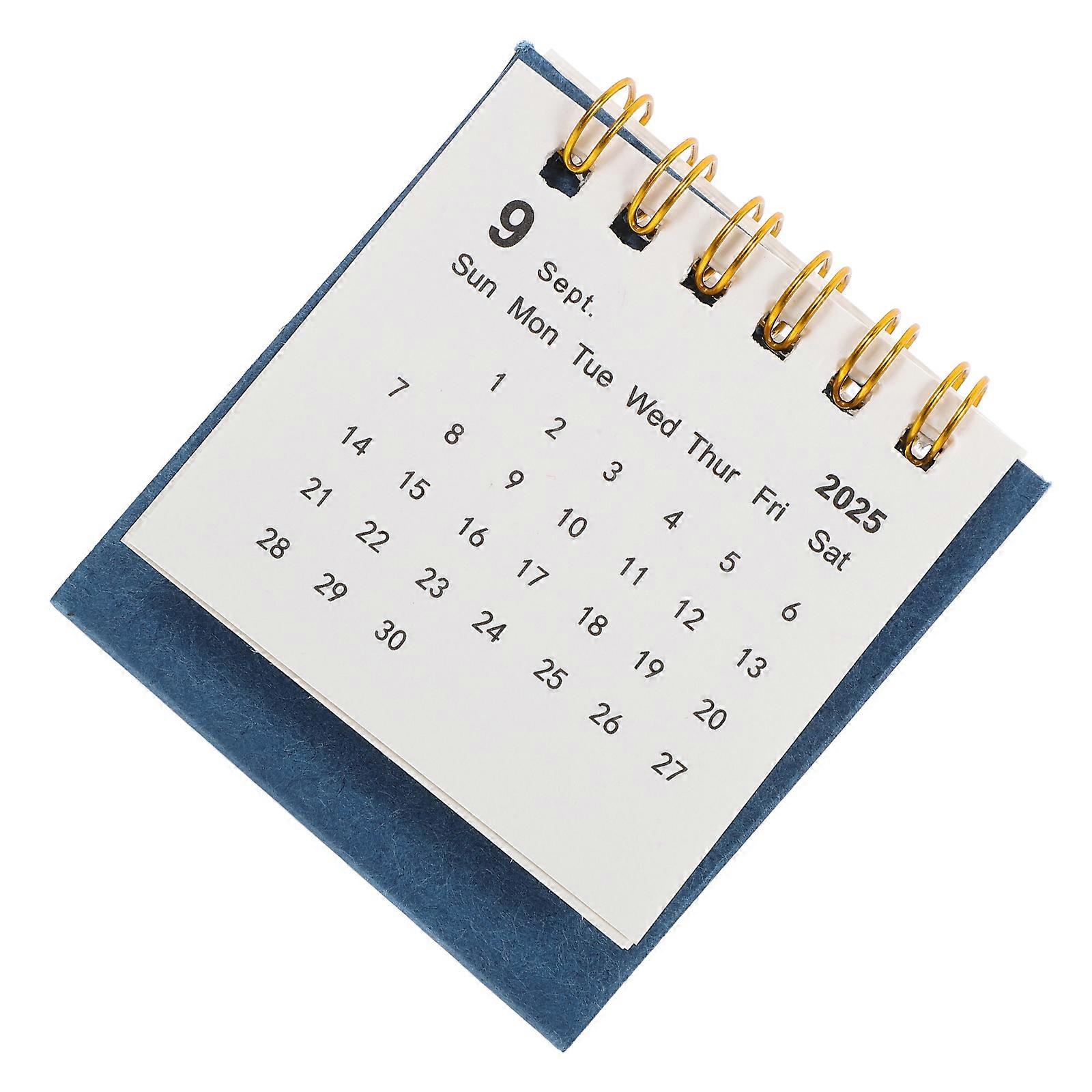 Stylish Mini Desk Calendar for Daily Use – Compact Portable Design with Textured Cover, July to December, Decorative Stand for Women