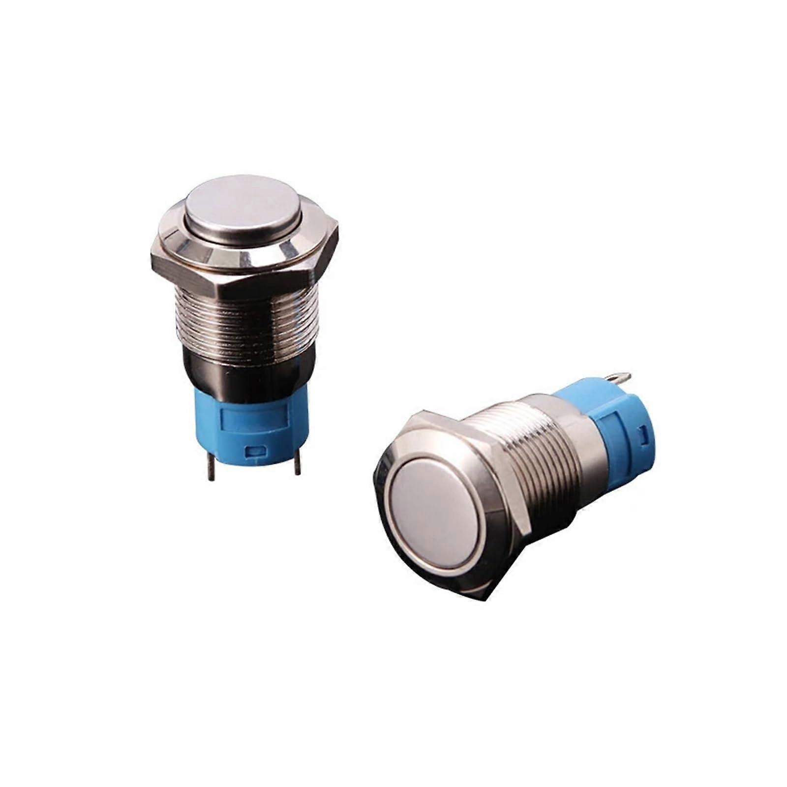 SelfLocking Flat Head Brass Nickel Plated 12MM Metal Button Switch