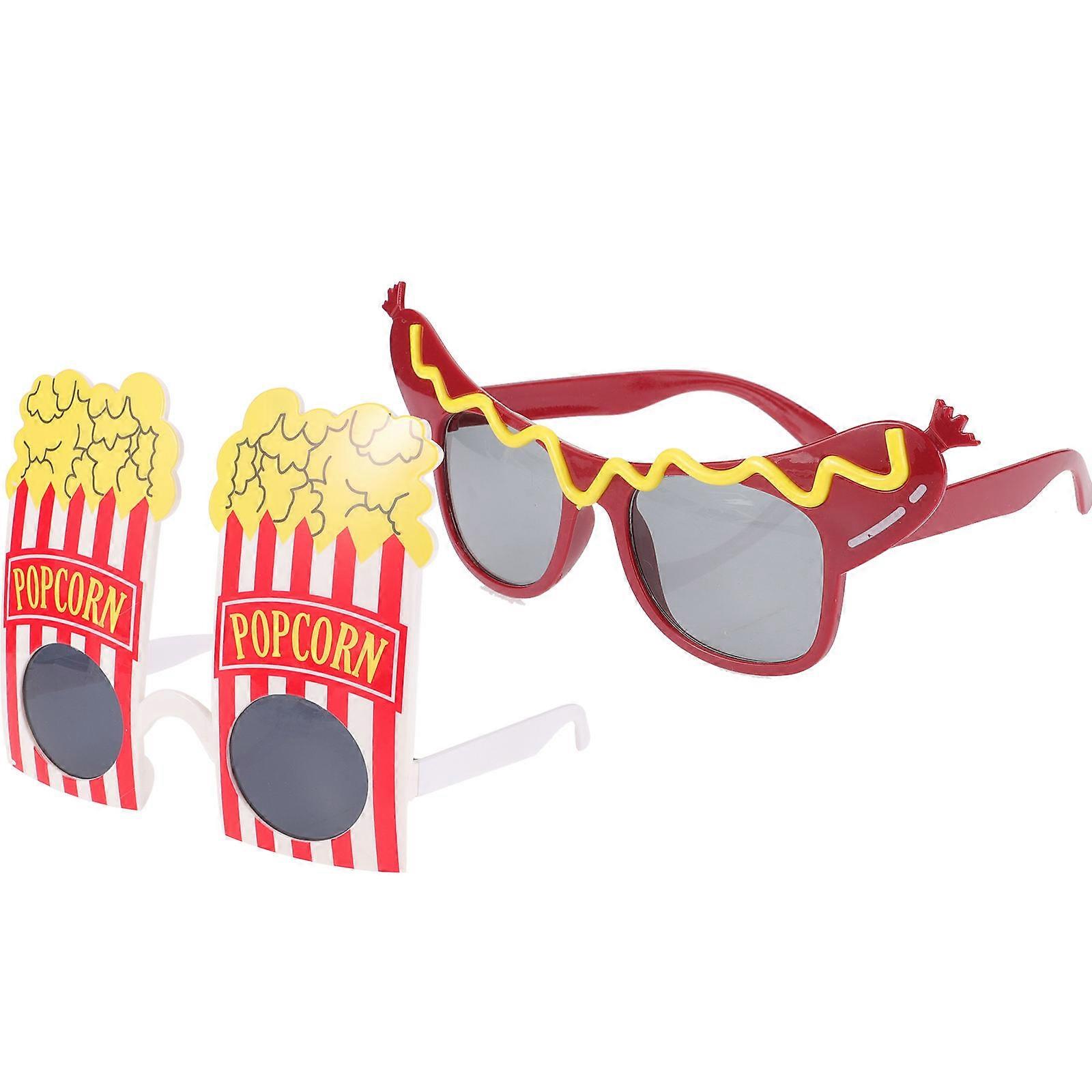 Lightweight Party Glasses Funny Design ABS Material Popcorn Sausage Shape For Theme Party 2Pairs