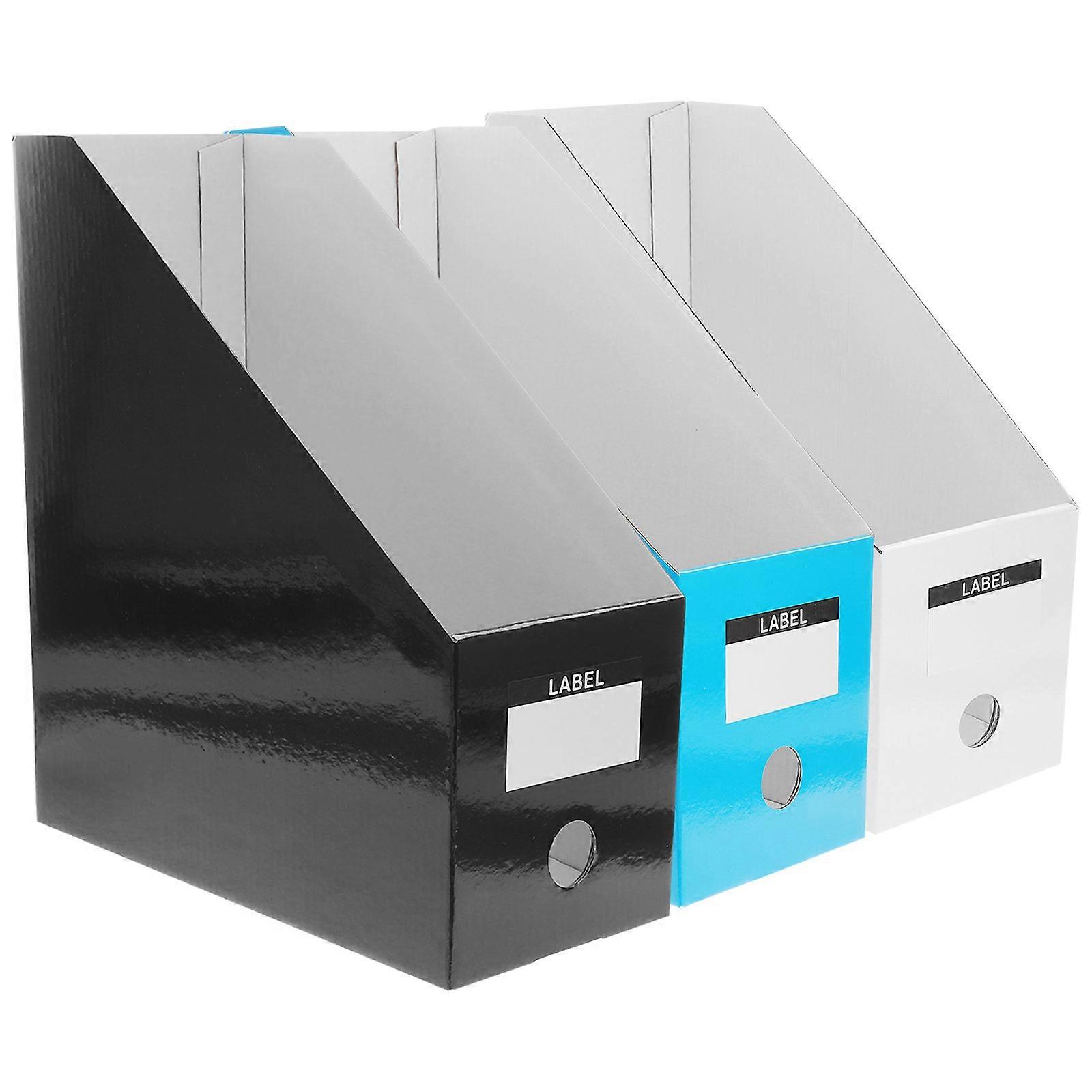 Desktop Storage Organizer Document Holder for Desk Corrugated Paper Office Use Blue 3Pack