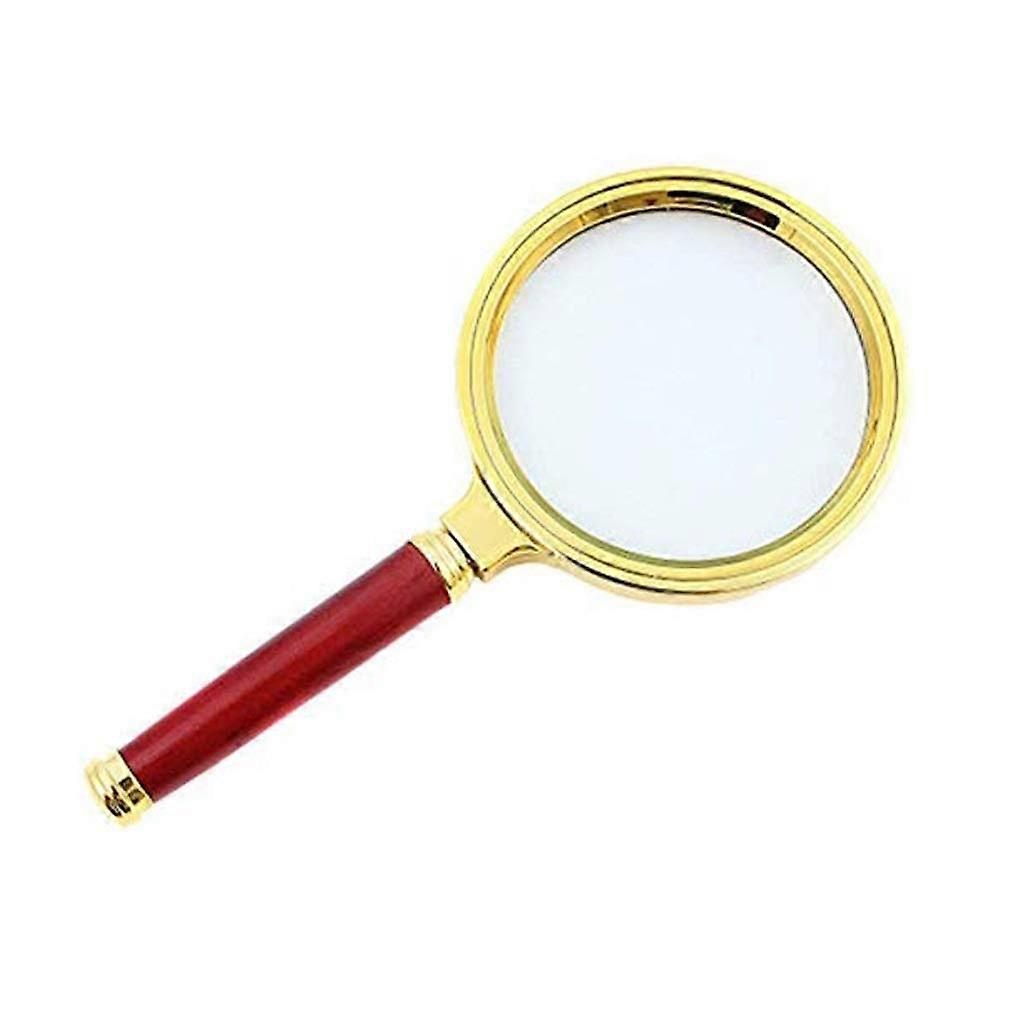 Lupe with antique wooden handle, 5x handheld magnifier, magnifier for coins, magnifier for children and the elderly