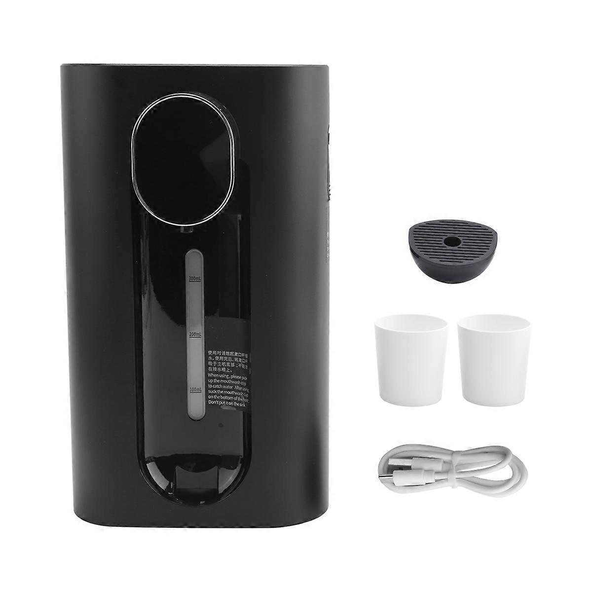 Mouthwash Dispenser for Bathroom, 18.26 Oz (540Ml) with Cups, Black