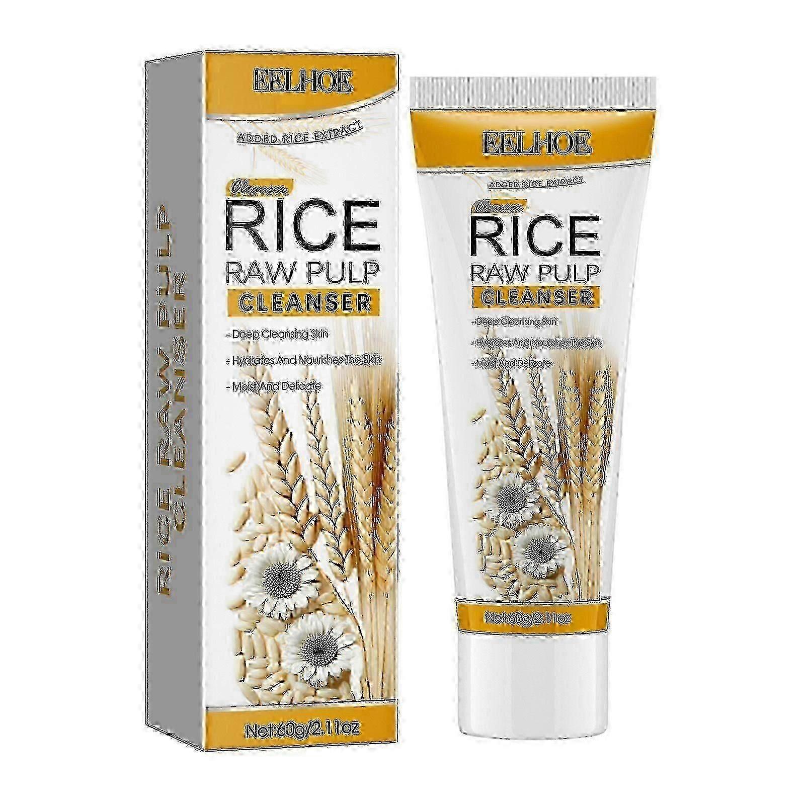 Rice Raw Pulp Cleanser, Clear Pores And Lighten Dull And Delicate Skin Foam Cleanser
