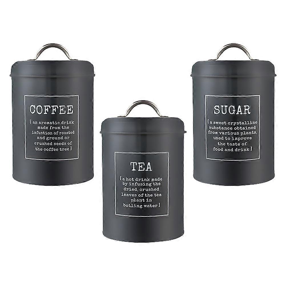 Sugar Tea Coffee Canisters Nordic Style Storage Container For Kitchen Shelf Bar Round With Lid Iron 3Pcs