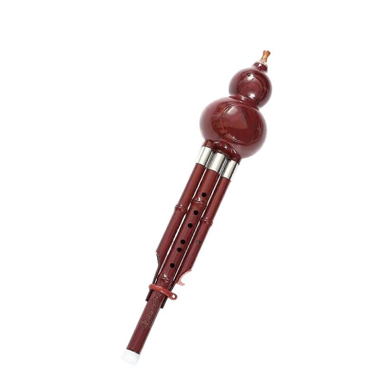 Handmade Hulusi Red C Key B Flat Pumpkin Gourd Flute Ethnic Instrument With Case For Beginners (Color : C Key)