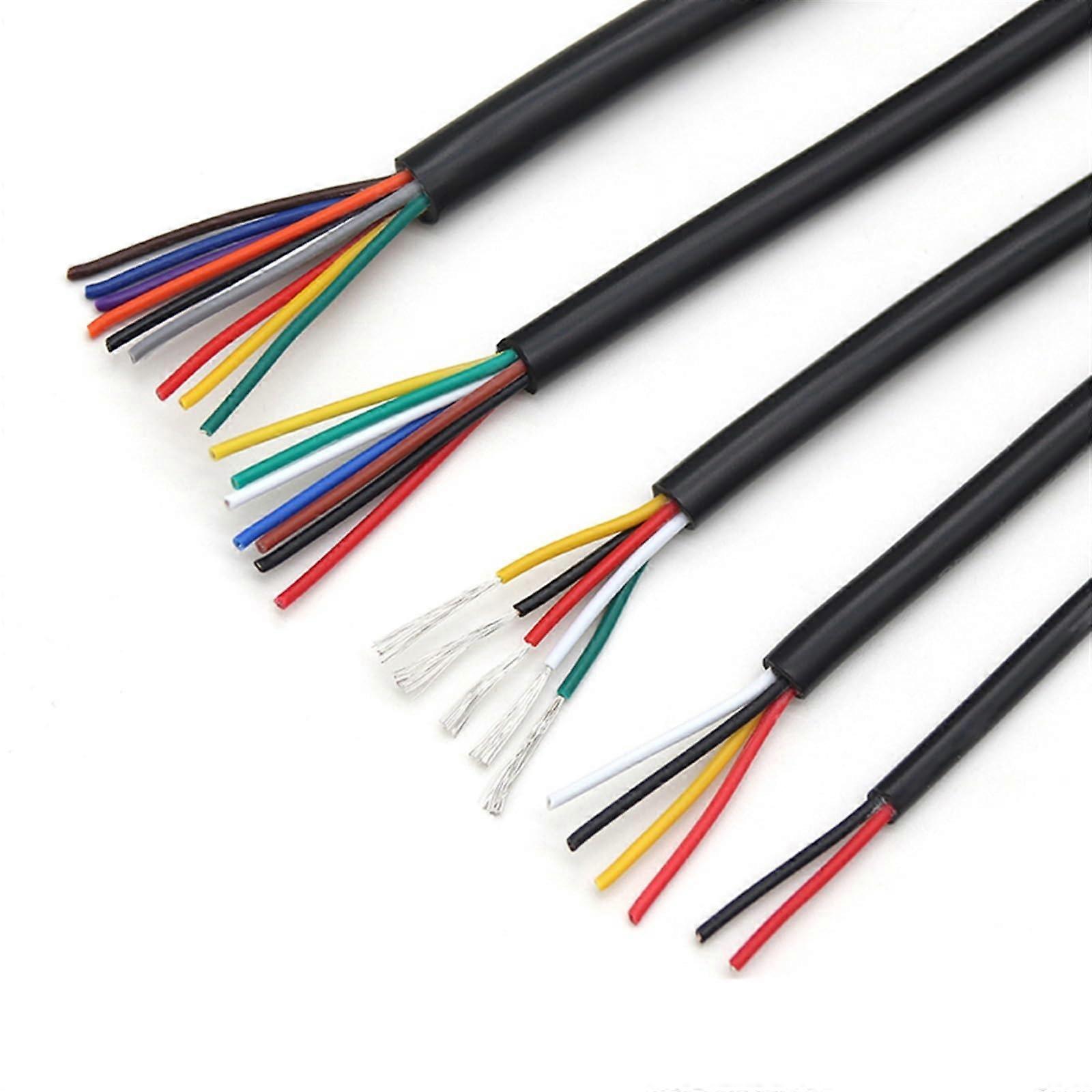 UL2464 Soft Electronic Audio Cable 28 AWG to 16 AWG Flexible Copper Shielded Wire 5, 6, 7-Core Options 10M, 2M Lengths