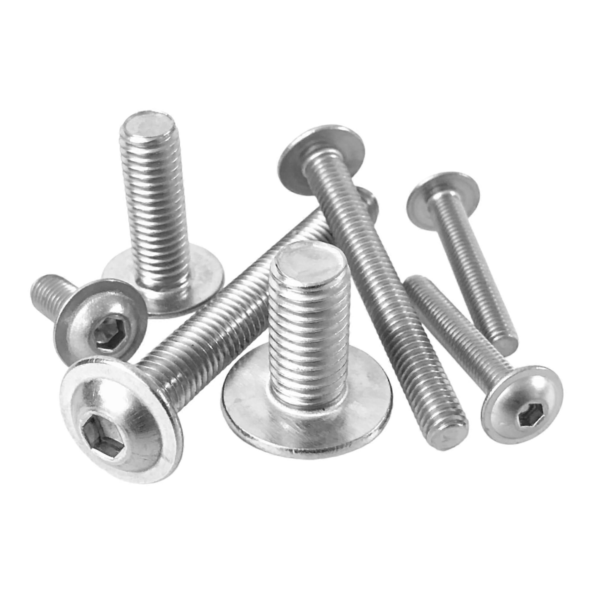 Pack of 5/10 Rounded Head Screws with Flange ISO 7380-2, A2 Stainless Steel (M2.5-M12), Hex Socket, Full Thread, M8x25